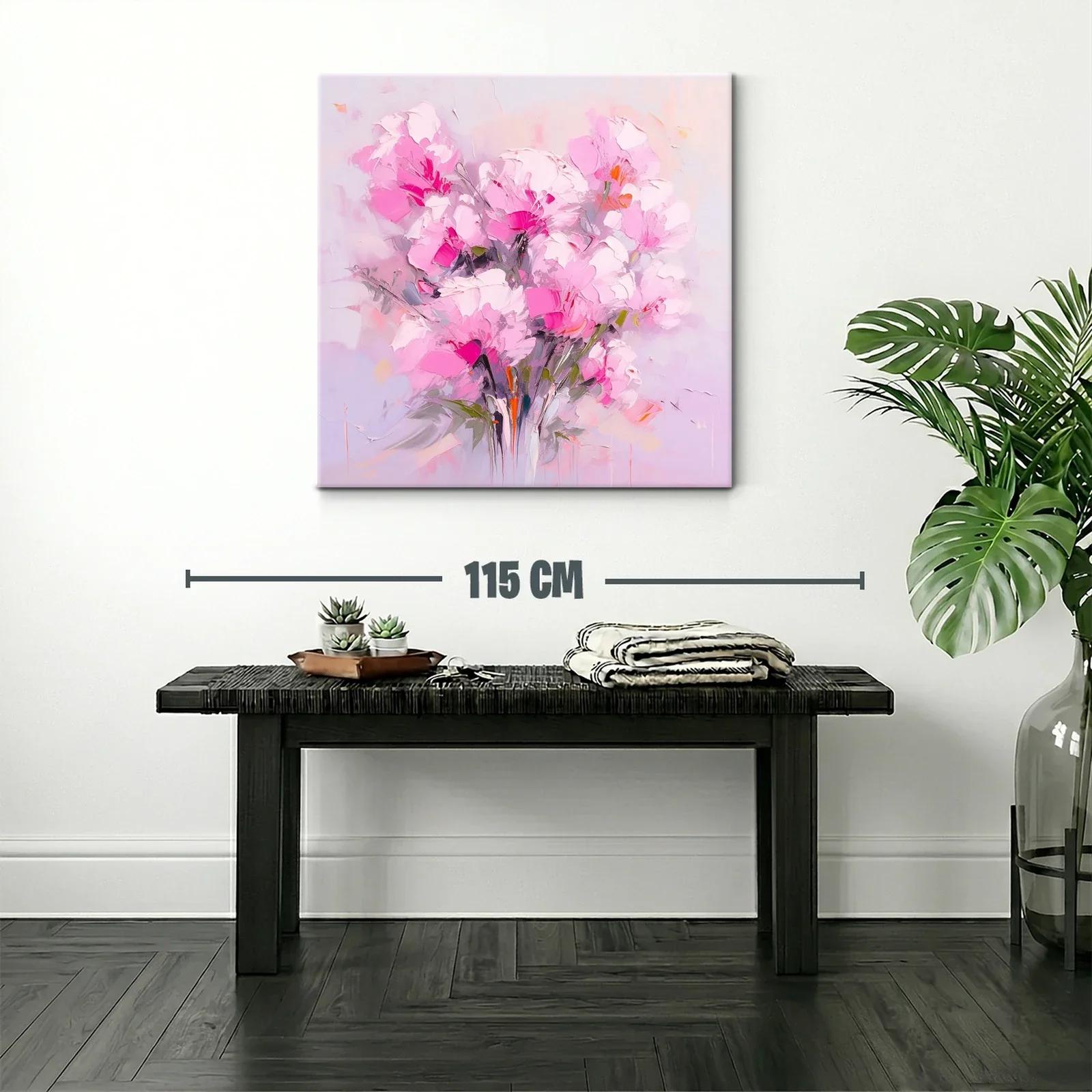 Cuadro floral vibrante en tonos rosas y lilas suaves — miniatura 2
