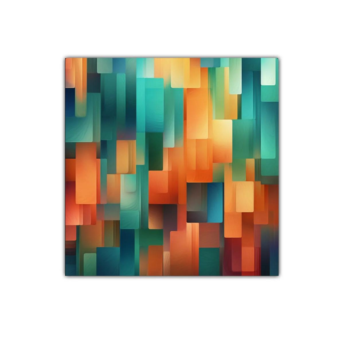 Cuadro abstracto geométrico con tonos cálidos y fríos — imagen principal