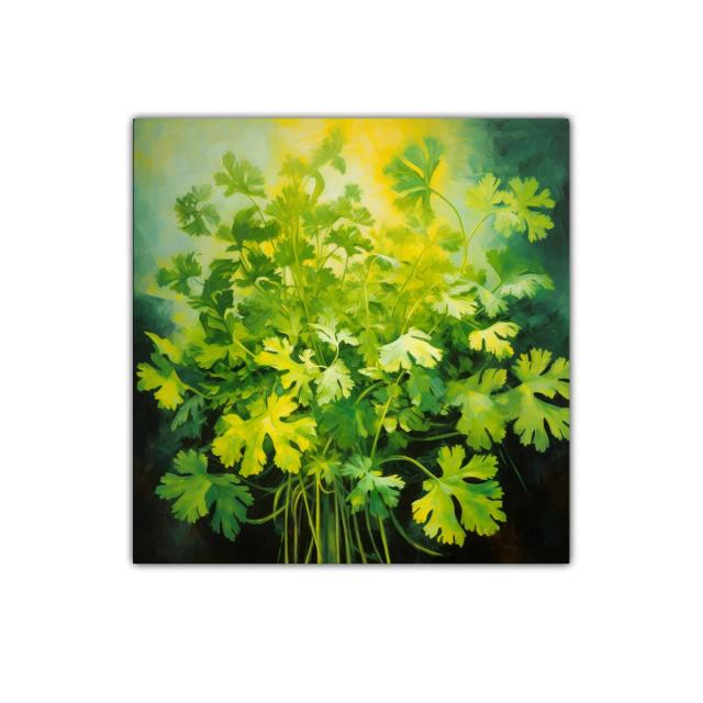 Cuadro decorativo con vibrante ramo de hojas verdes y amarillas