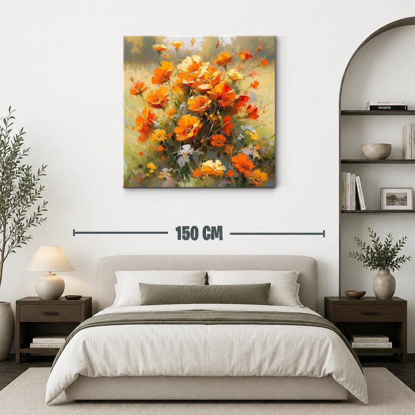 Cuadro floral con vibrantes tonos naranjas y amarillos — miniatura 3