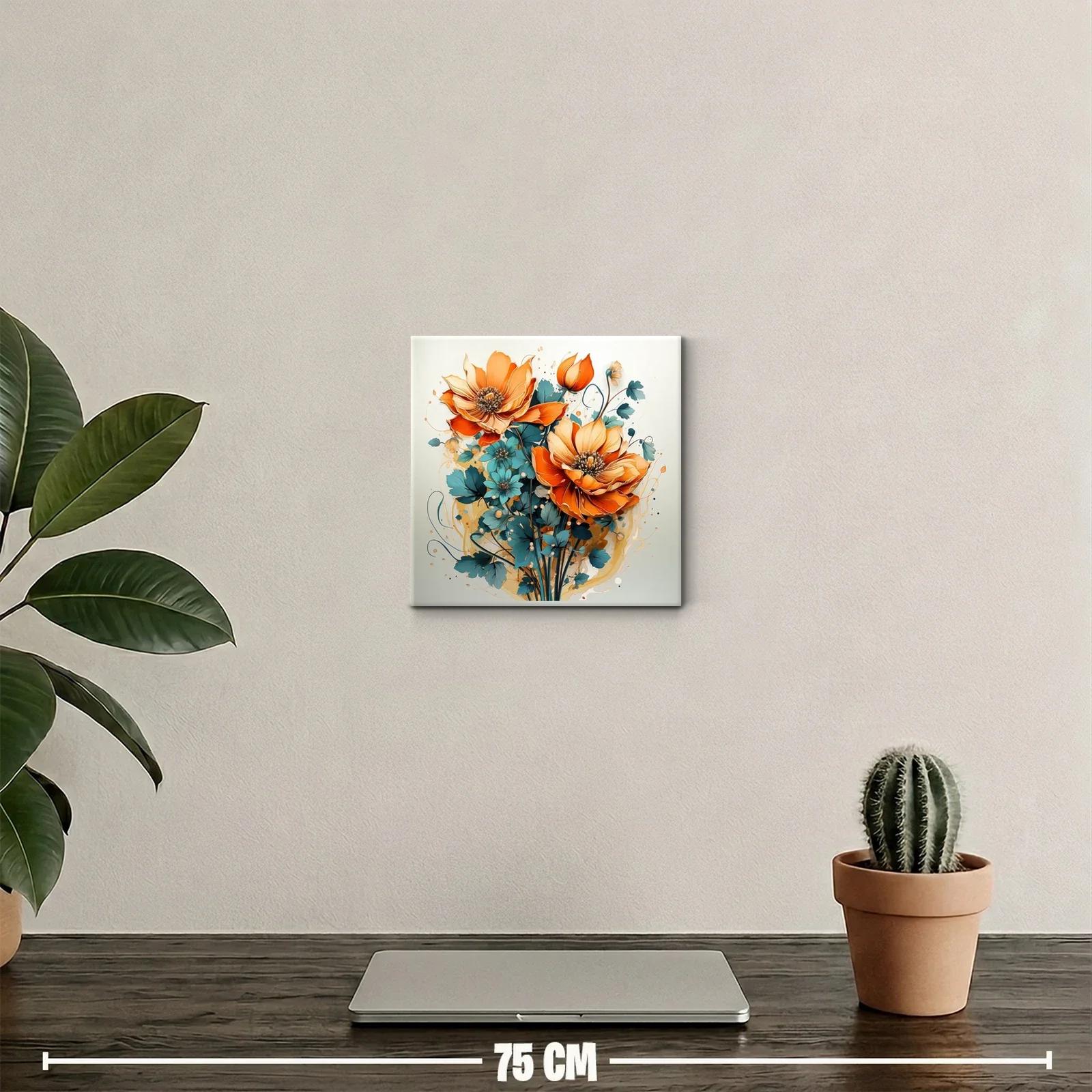 Exuberante ramo floral con vibrantes tonos naranja y azul — miniatura 2