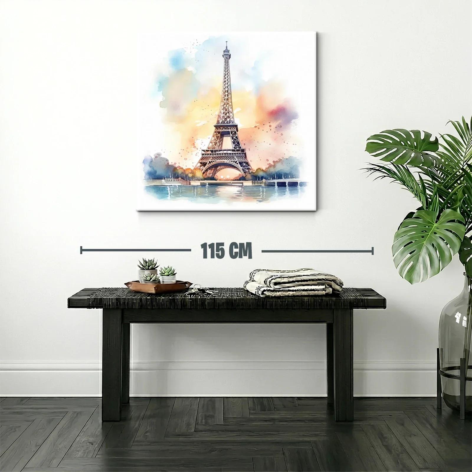 Cuadro Torre Eiffel en Acuarela con Tonos Suaves y Cálidos — miniatura 2