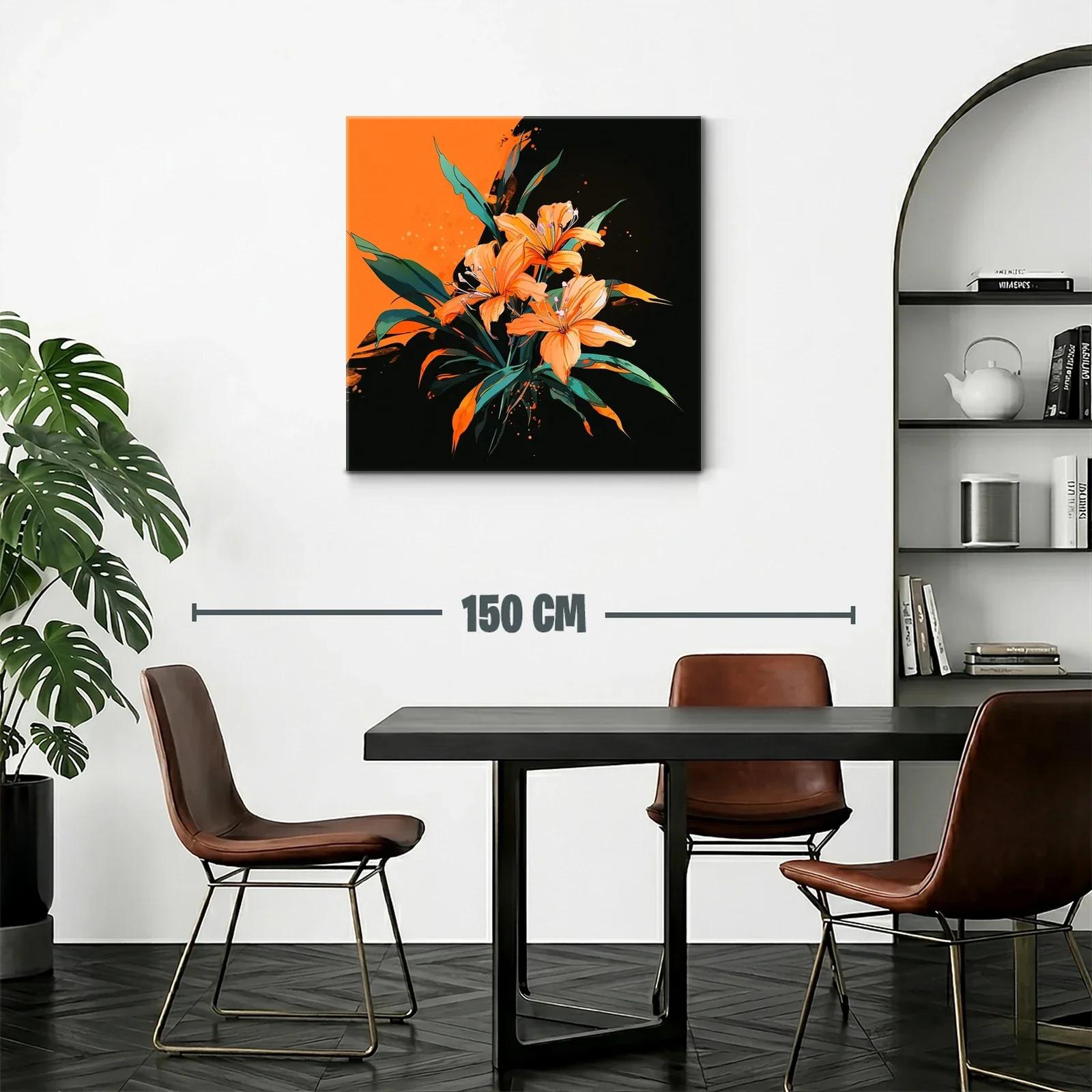 Flores naranjas vibrantes con hojas verdes sobre fondo oscuro — miniatura 2