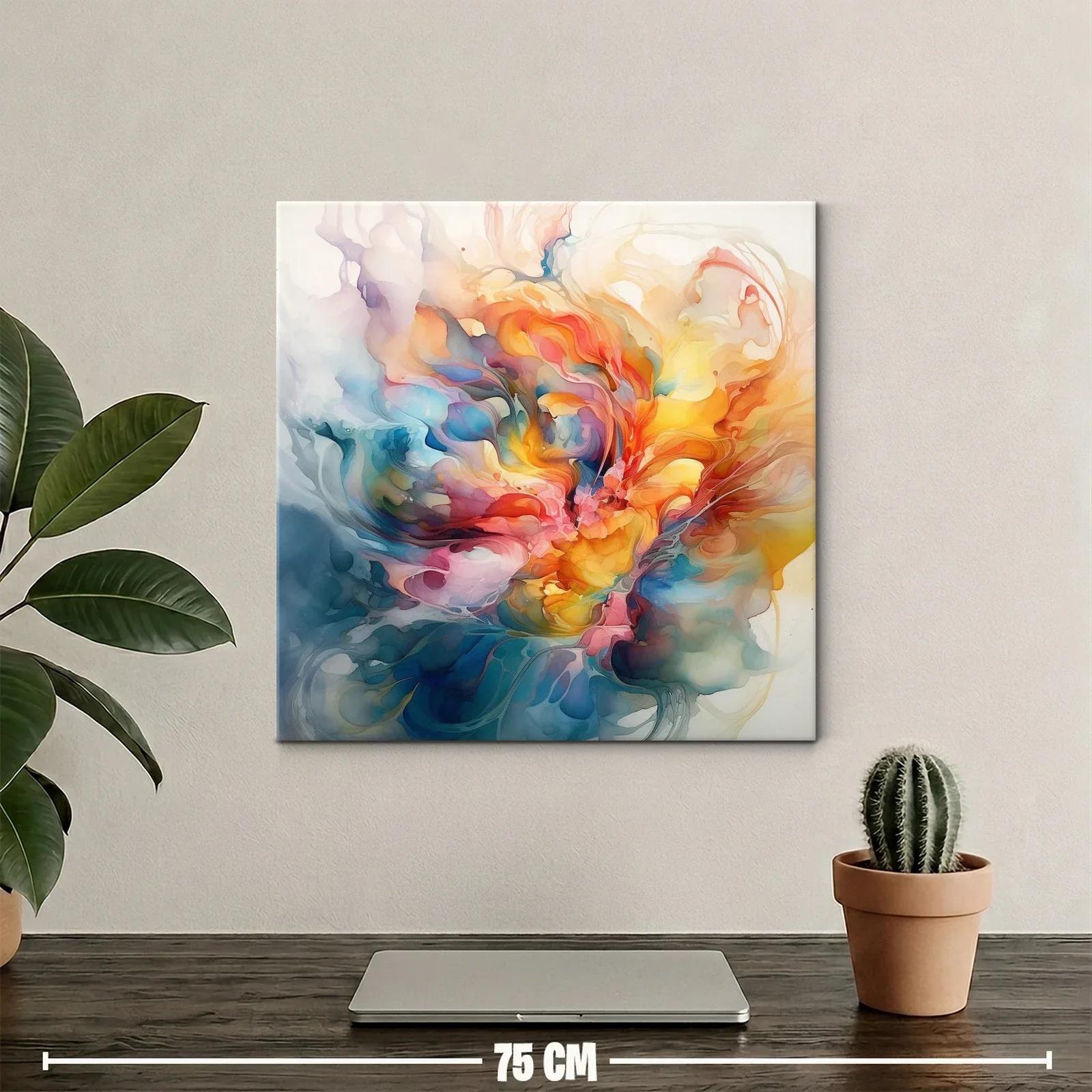 Cuadro abstracto floral en tonos vibrantes y suaves — miniatura 2