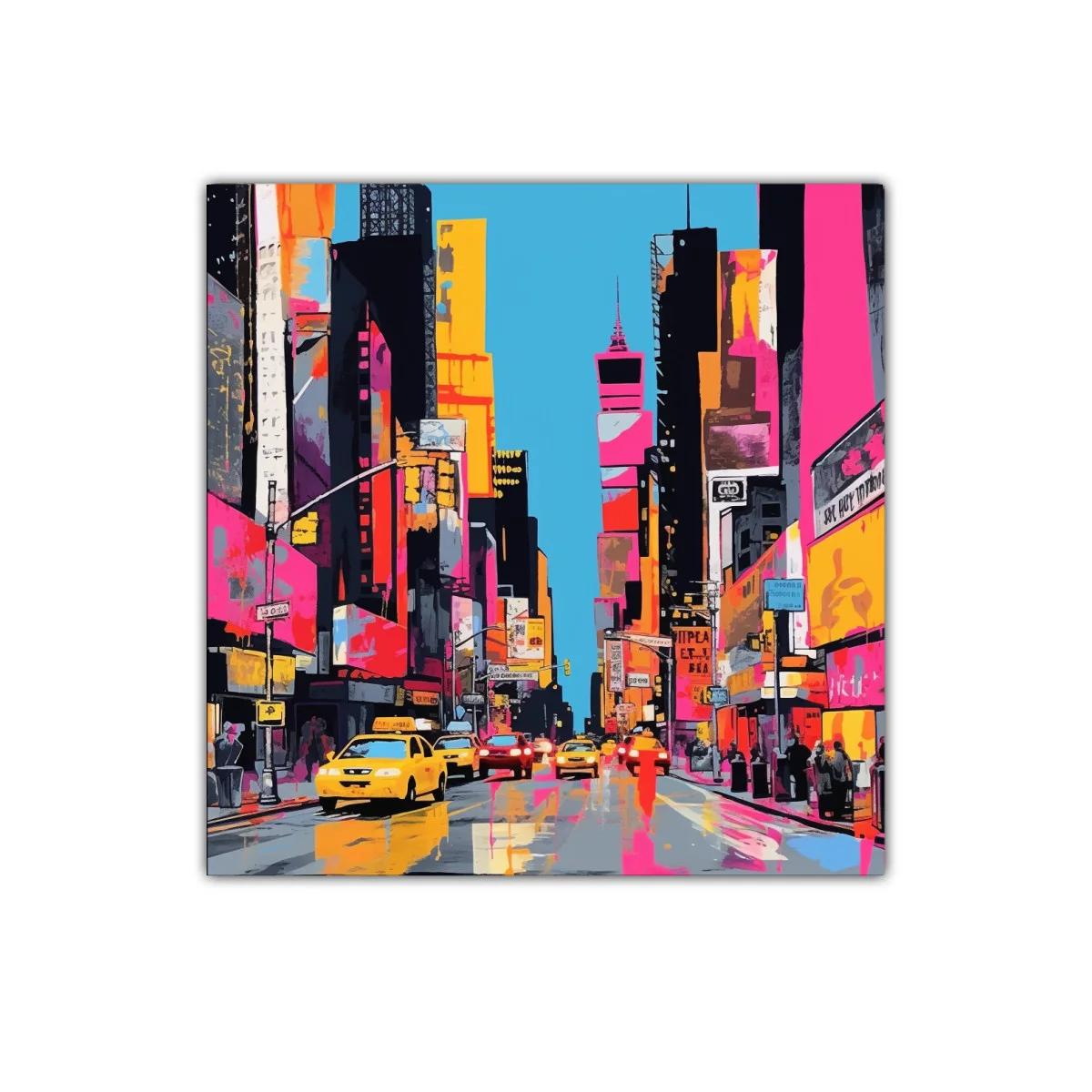 Atardecer urbano con vibrantes luces y taxis amarillos — miniatura 1