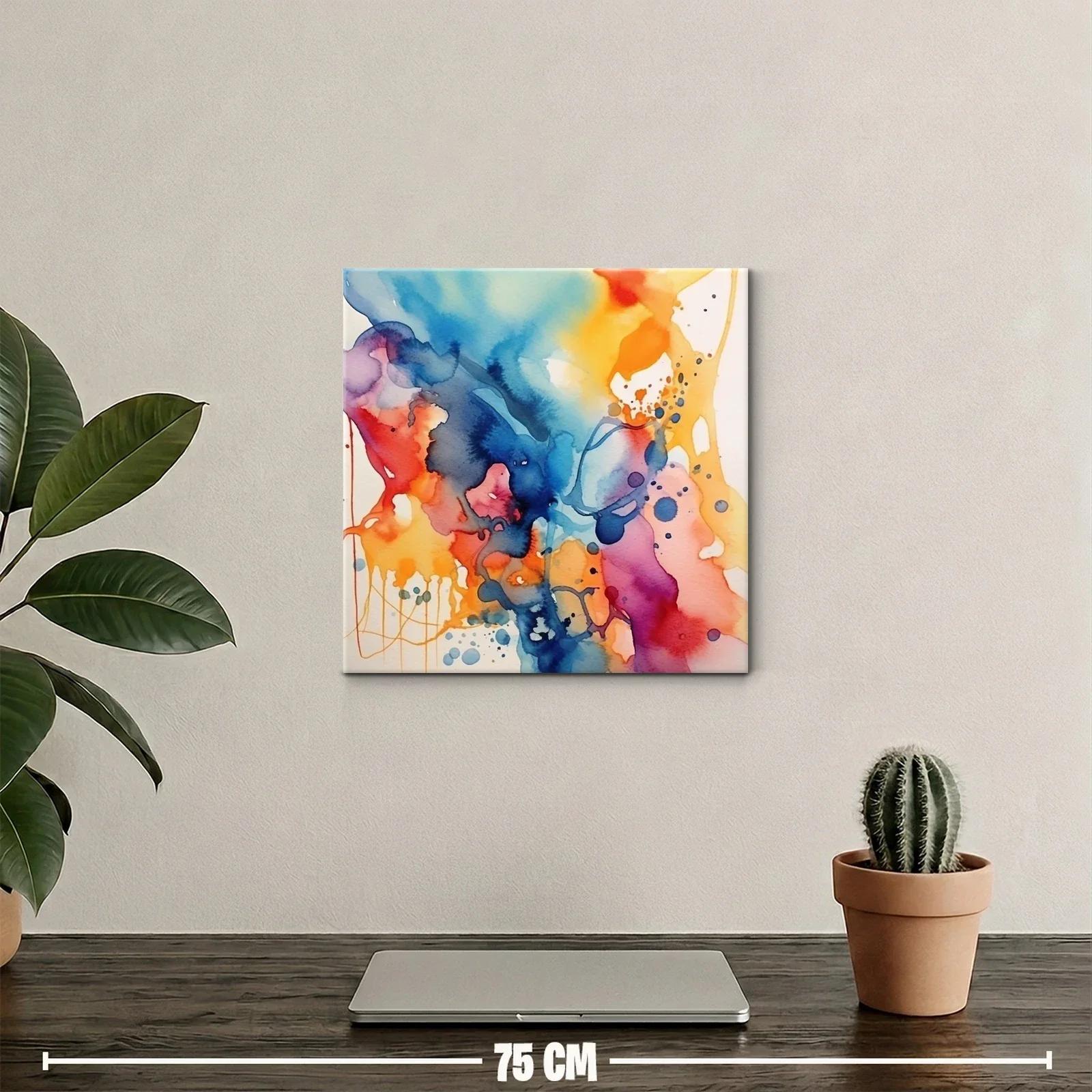 Cuadro abstracto vibrante con tonos azules y naranjas — miniatura 2