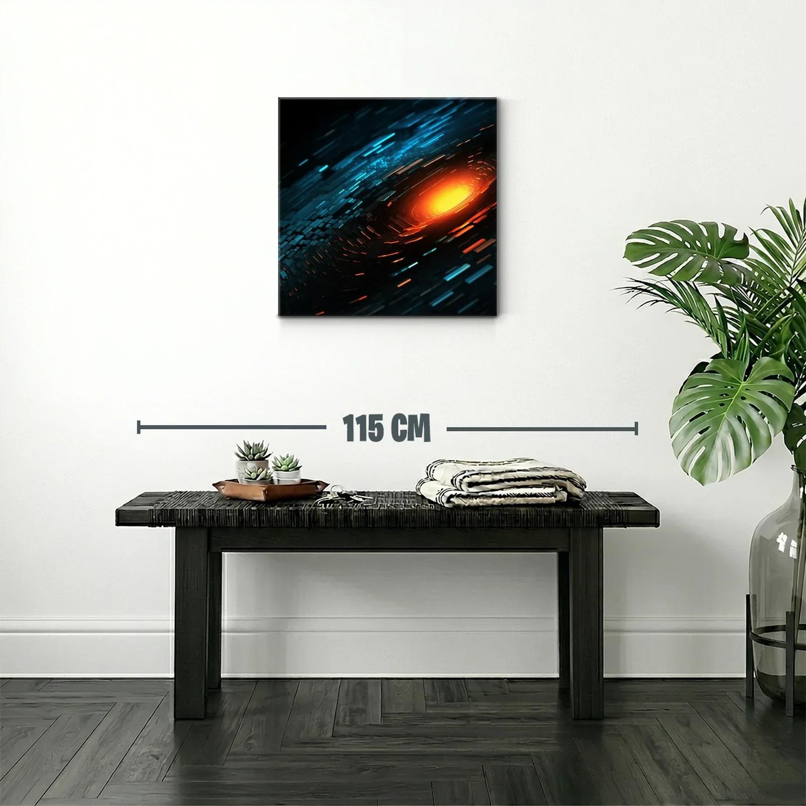 Cuadro abstracto con destellos cálidos y tonos fríos — miniatura 2