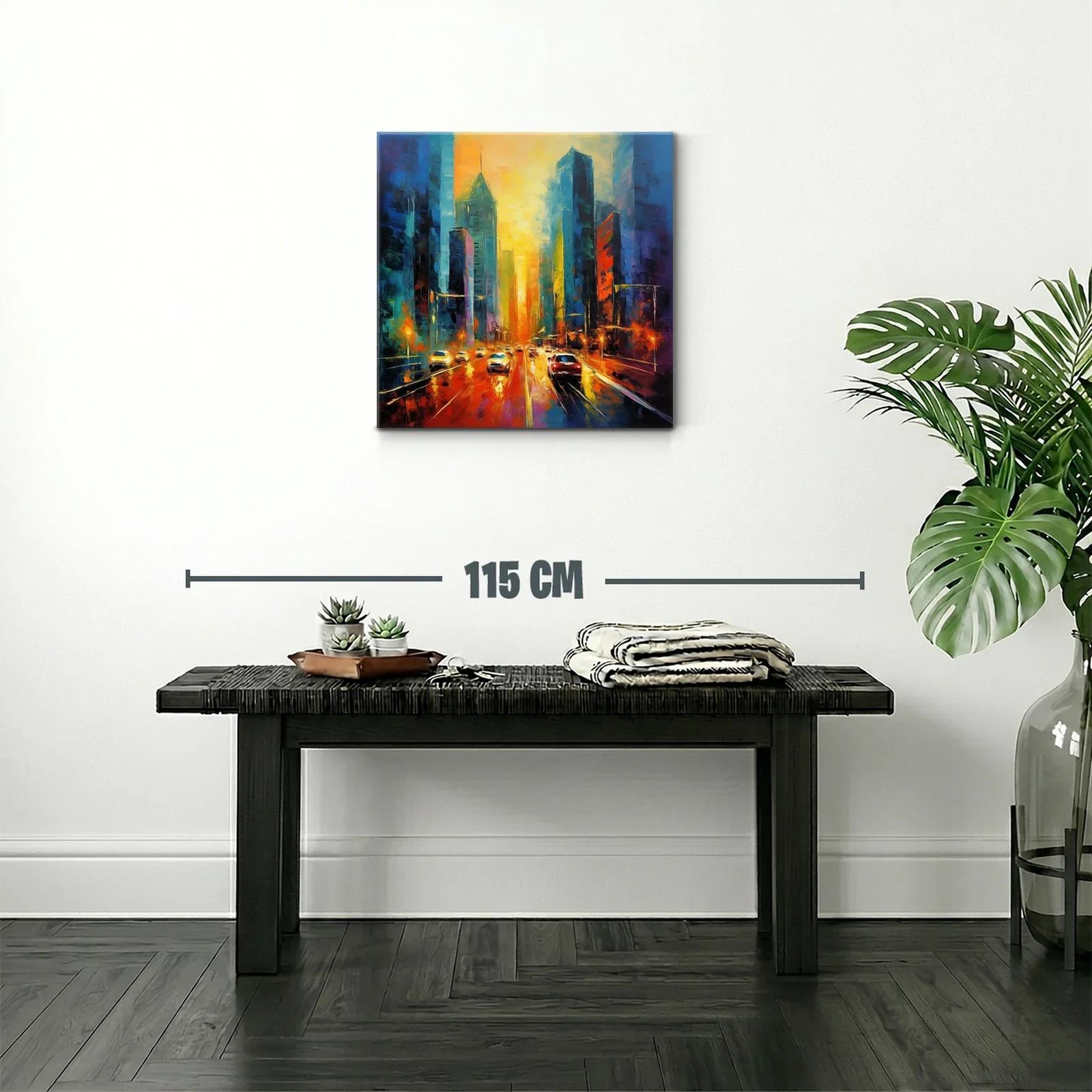 Atardecer vibrante en ciudad urbana con tráfico iluminado — miniatura 2