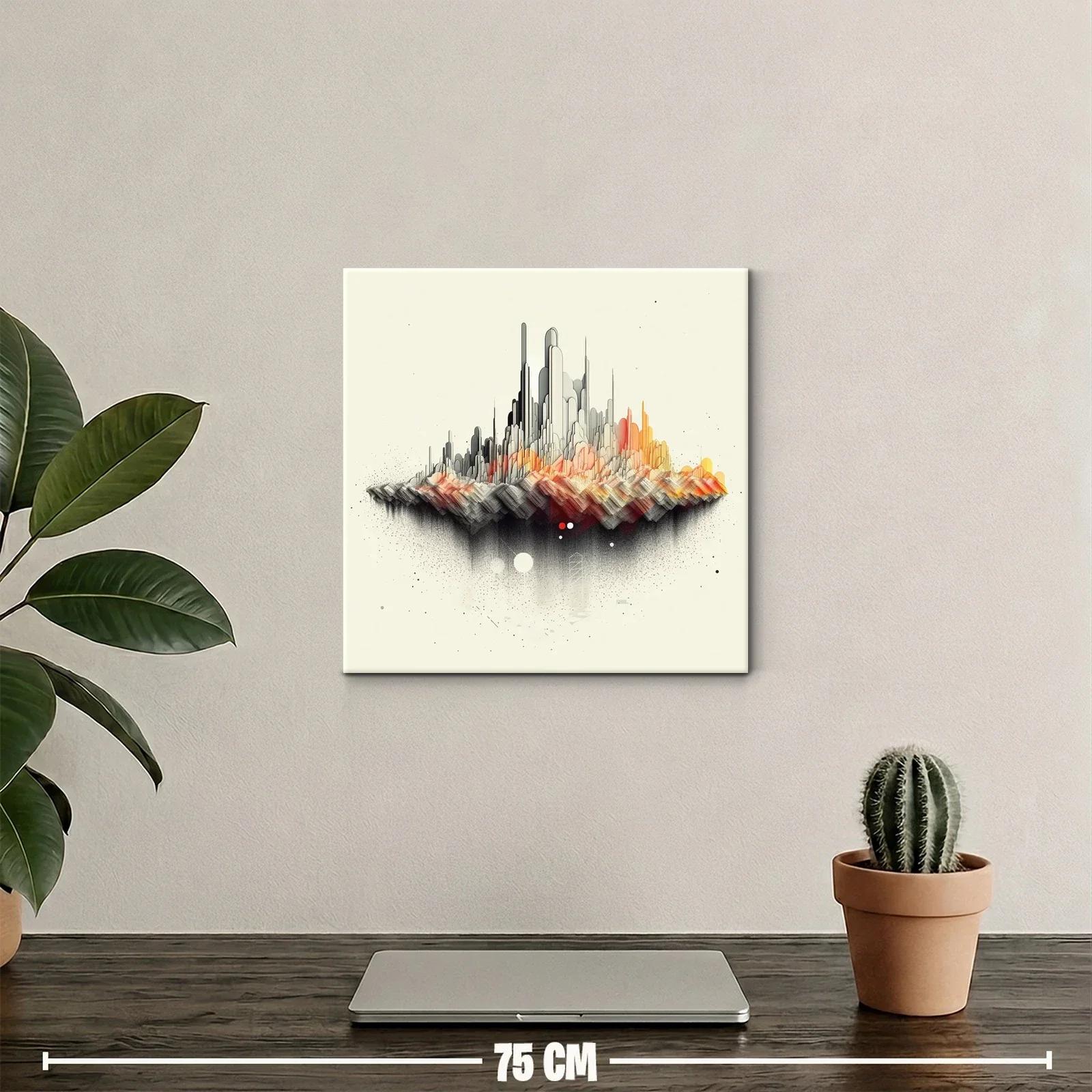 Paisaje abstracto de ciudad flotante con tonos cálidos y grises — miniatura 2
