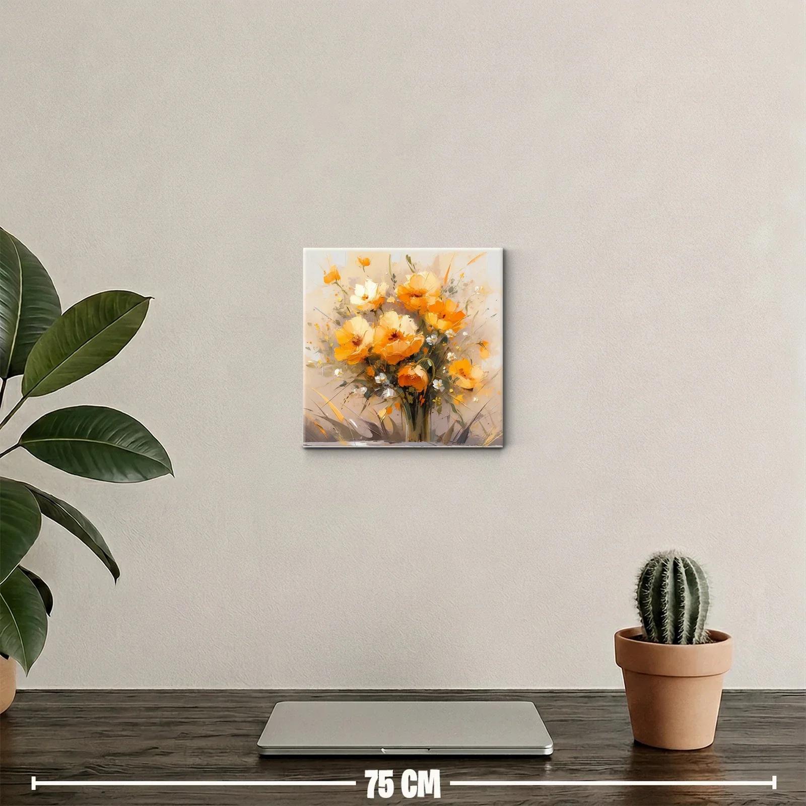 Cuadro decorativo con ramo de flores vibrantes y cálidas — miniatura 2