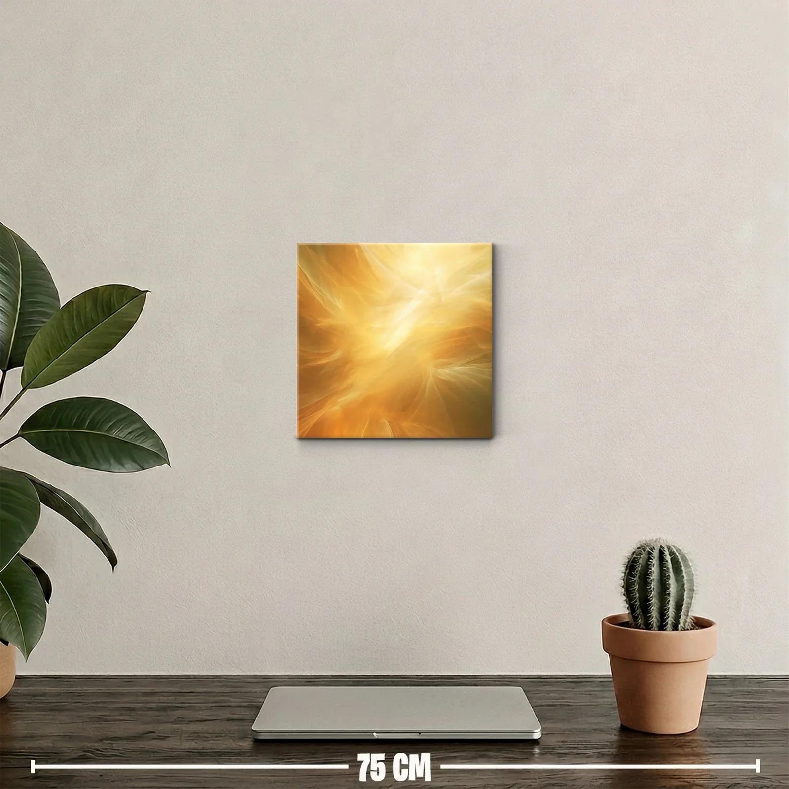 Cuadro abstracto con luz dorada y formas etéreas — miniatura 2