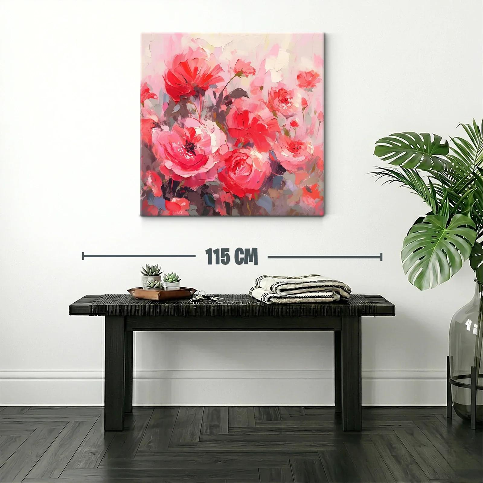 Cuadro floral con explosión de rosas en tonos rojos y rosas — miniatura 2