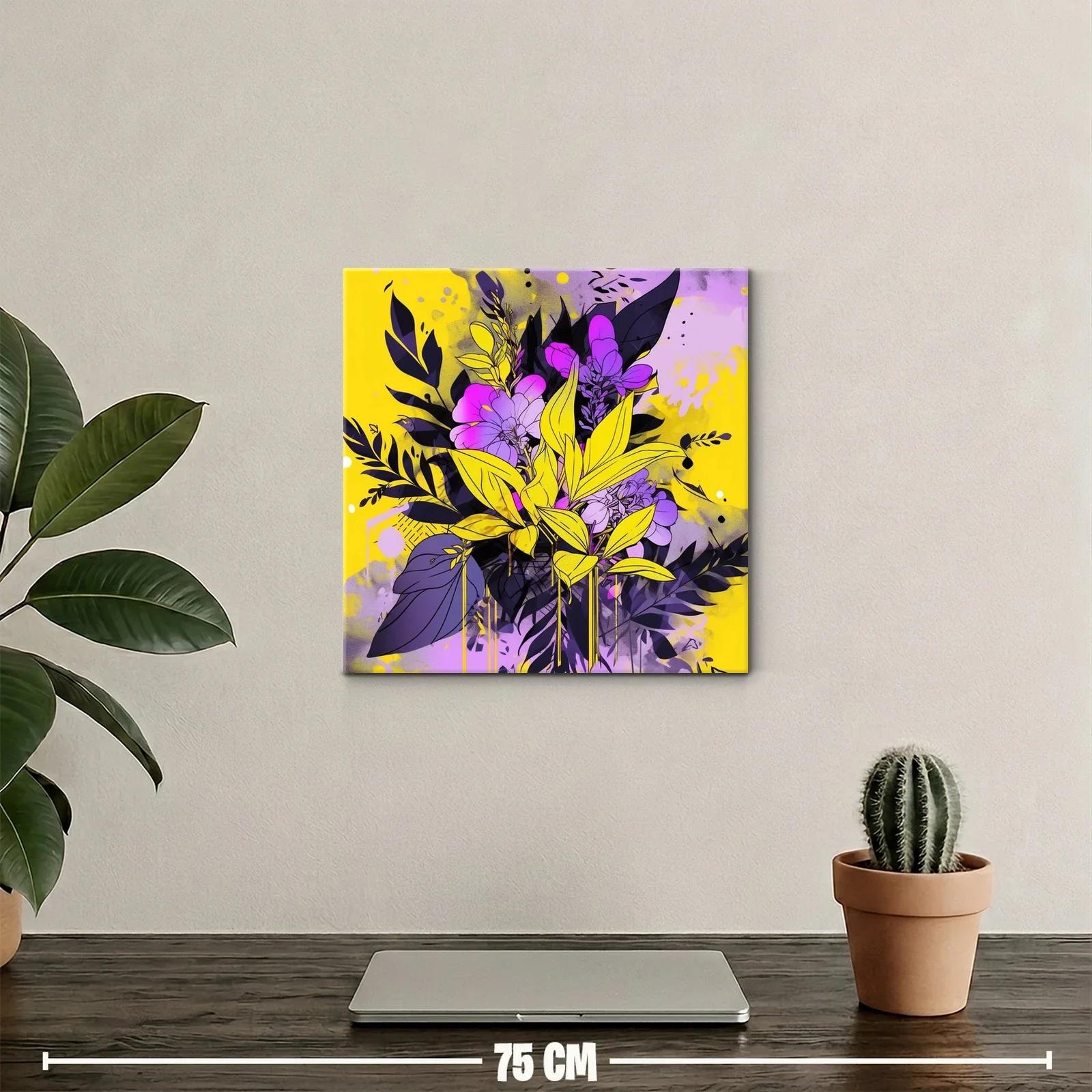 Composición floral vibrante en tonos violetas y amarillos — miniatura 2