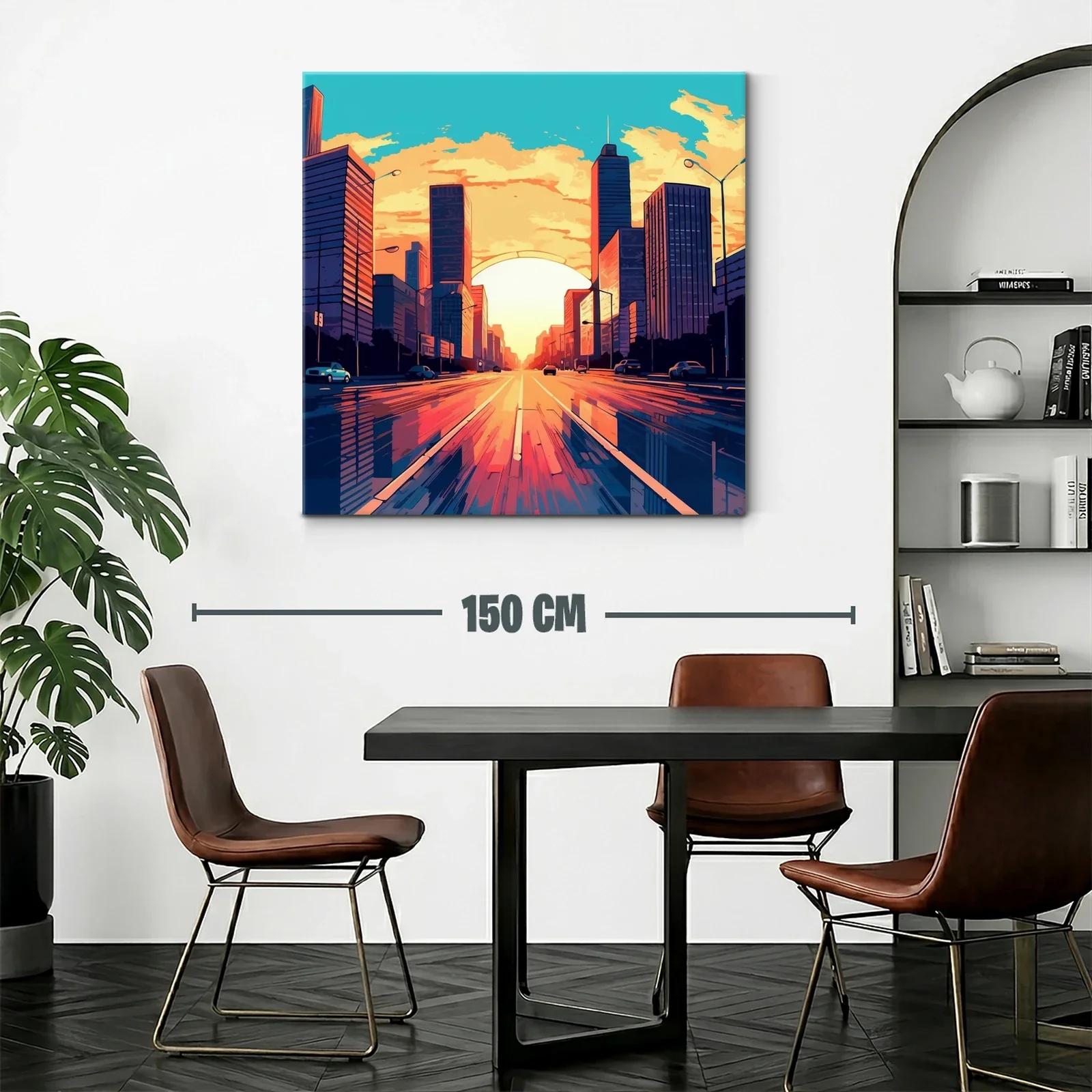 Atardecer urbano con reflejos vibrantes en la ciudad — miniatura 2