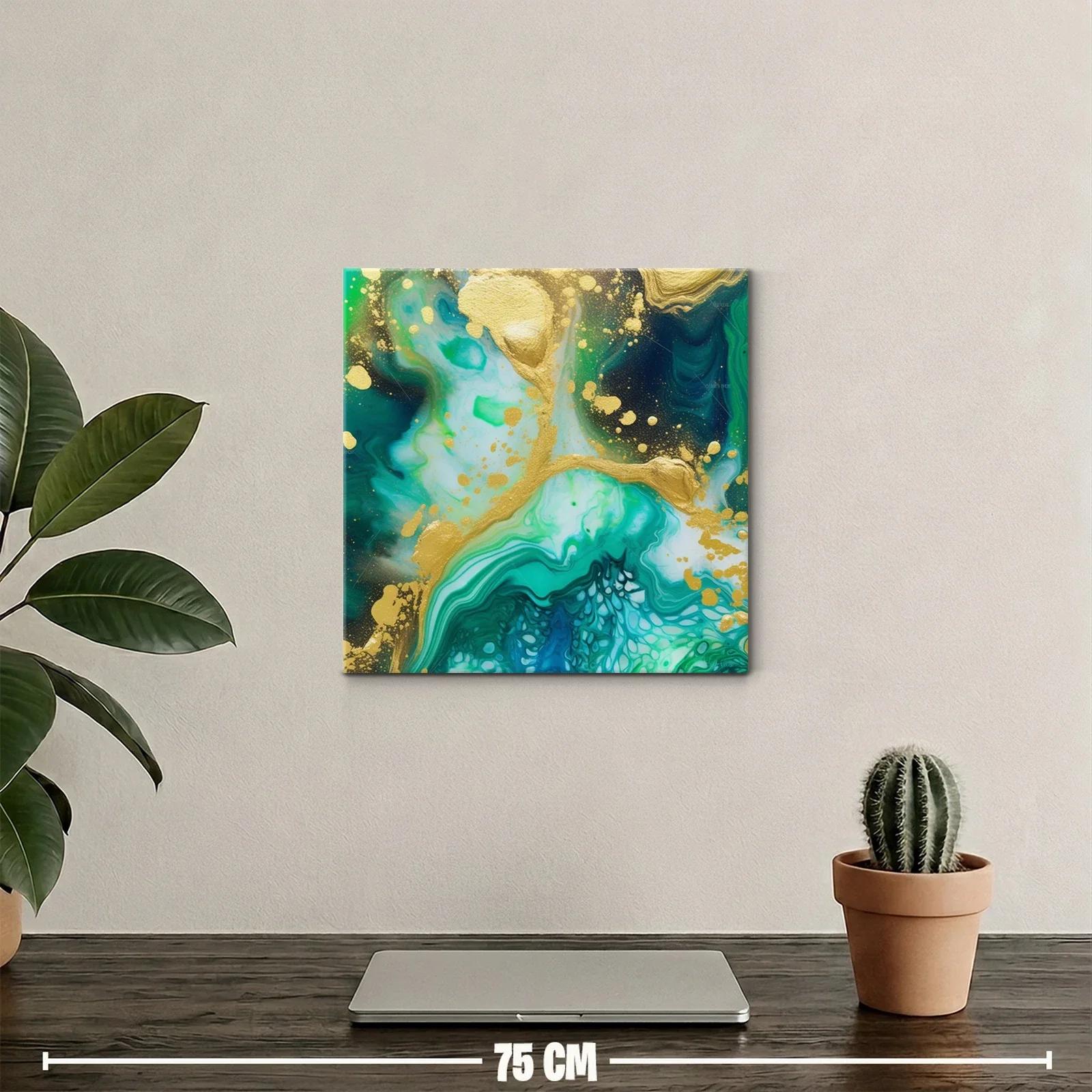 Composición abstracta en tonos verdes y dorados vibrantes — miniatura 2