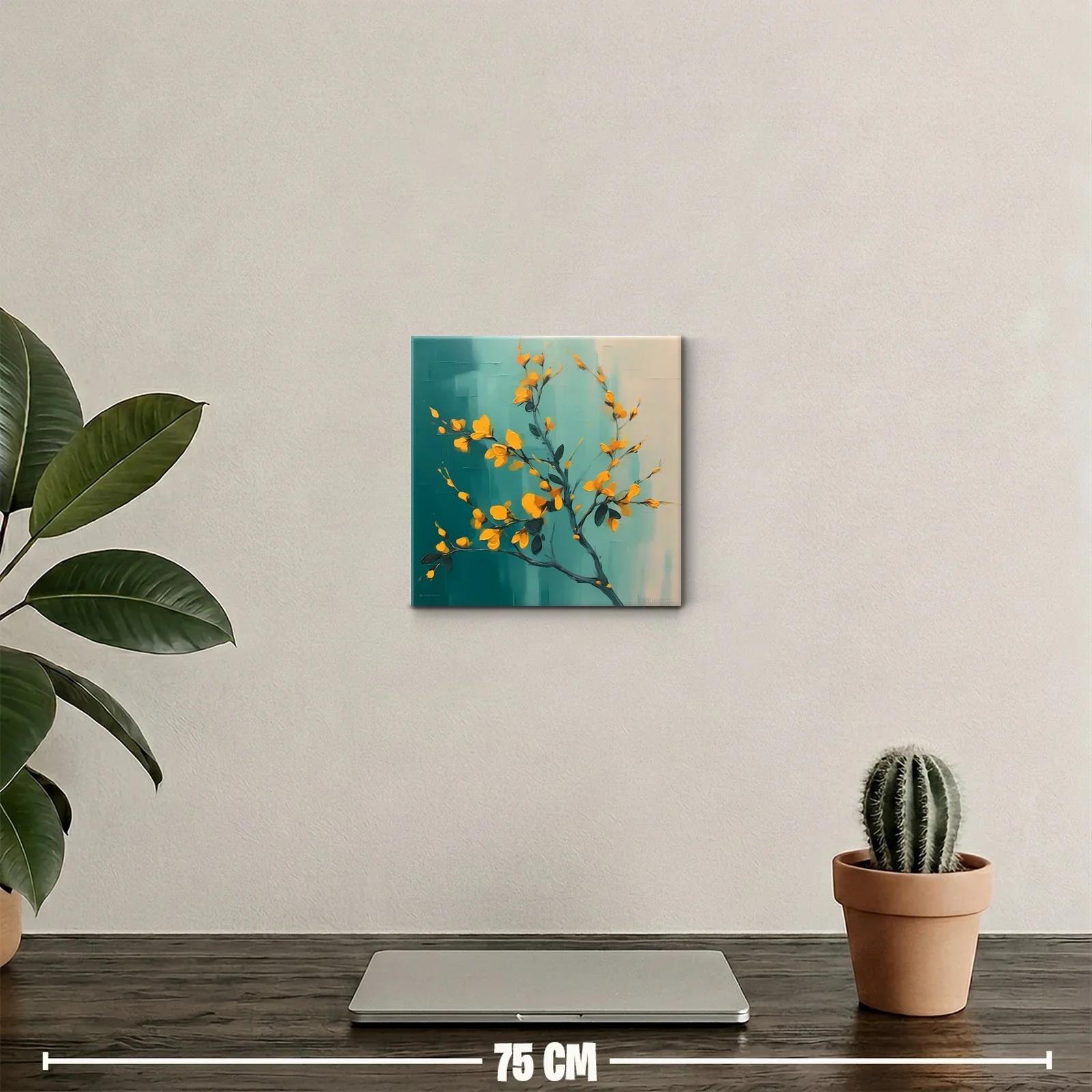 Rama con flores vibrantes sobre fondo turquesa degradado — miniatura 2