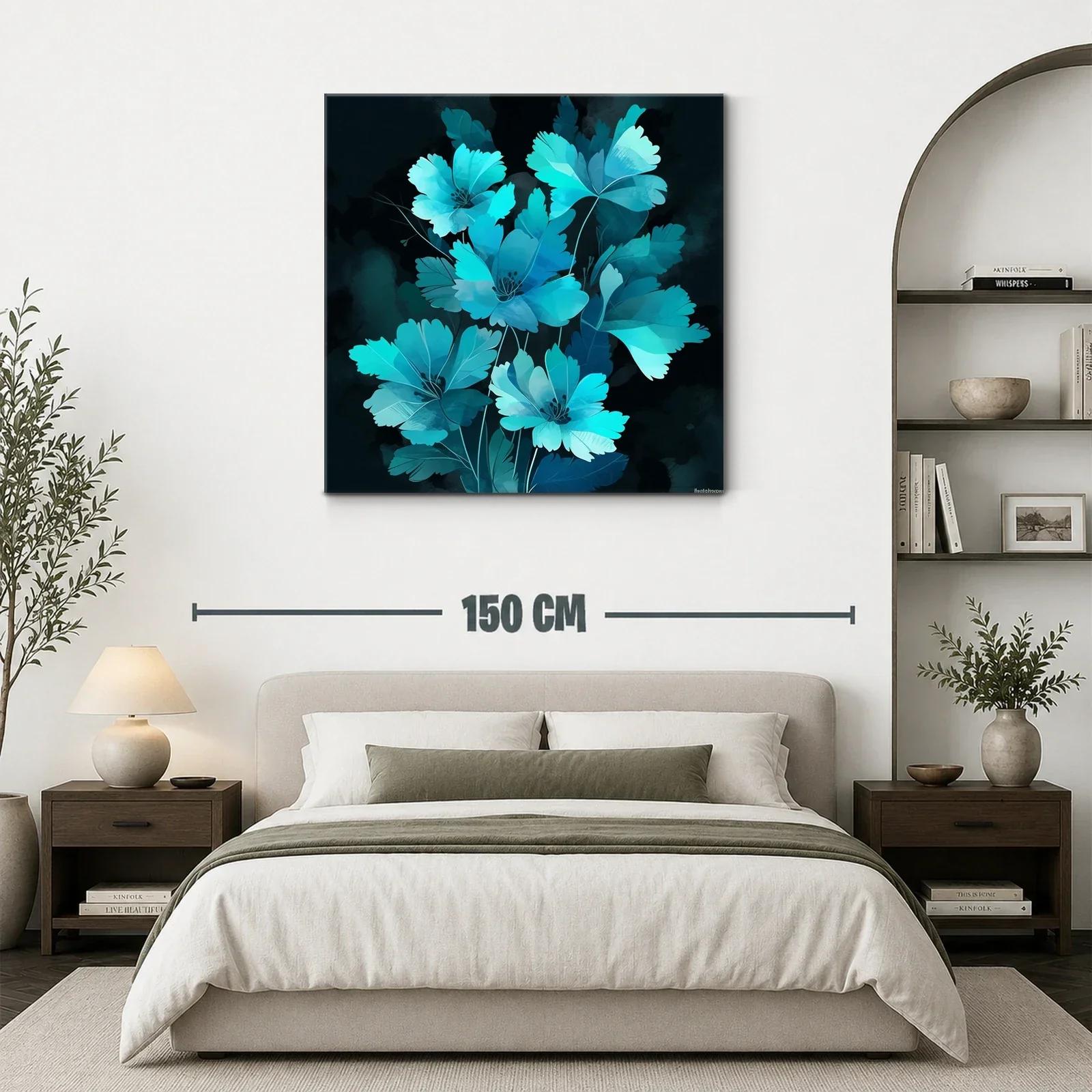 Flores en tonos azules vibrantes con fondo oscuro — miniatura 3