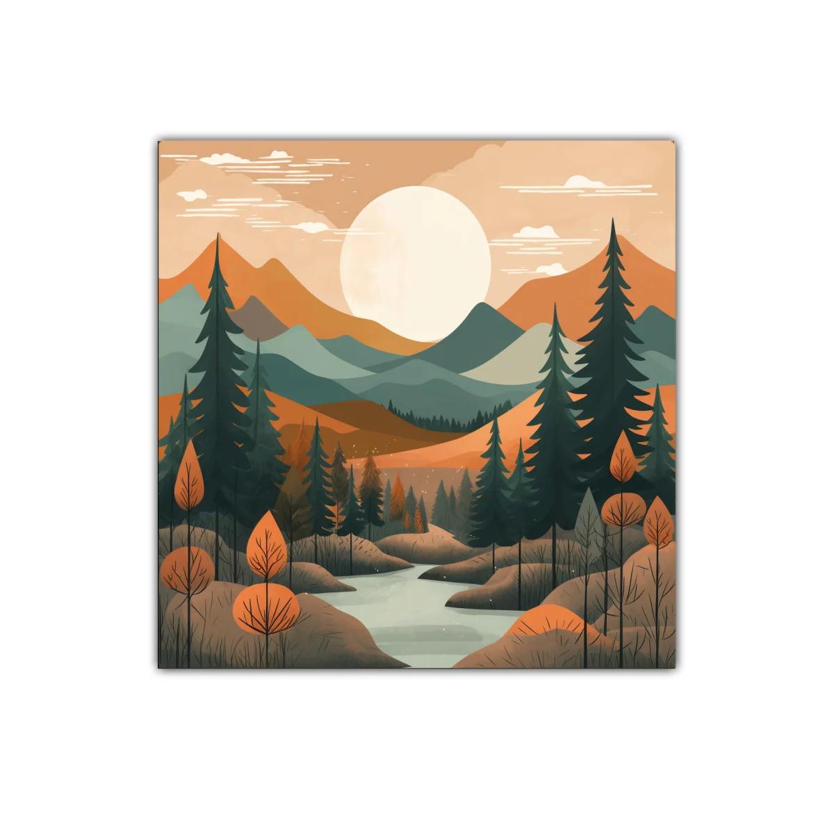 Paisaje sereno con montañas y río al atardecer — imagen principal