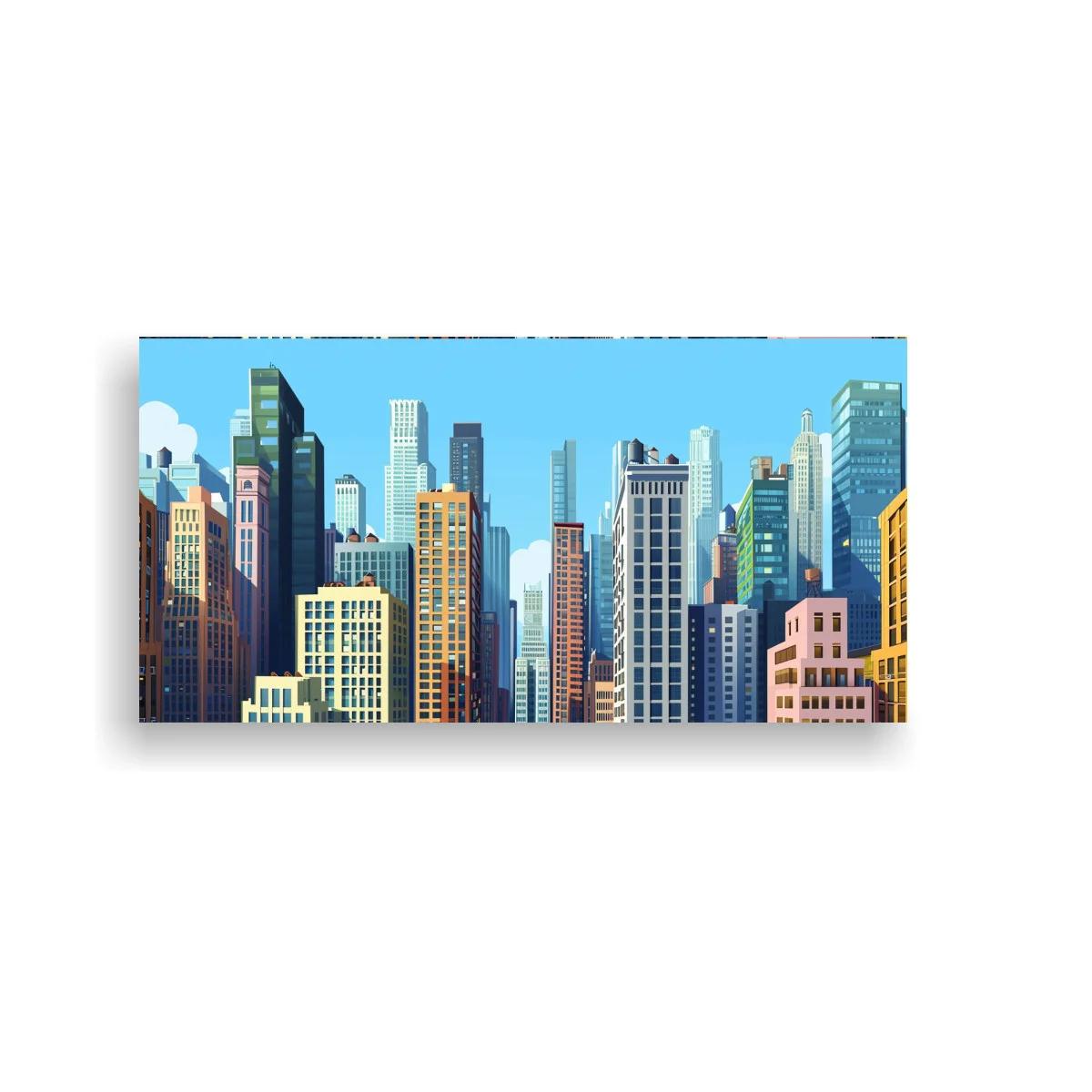 Cuadro skyline de rascacielos con ventanas repetidas