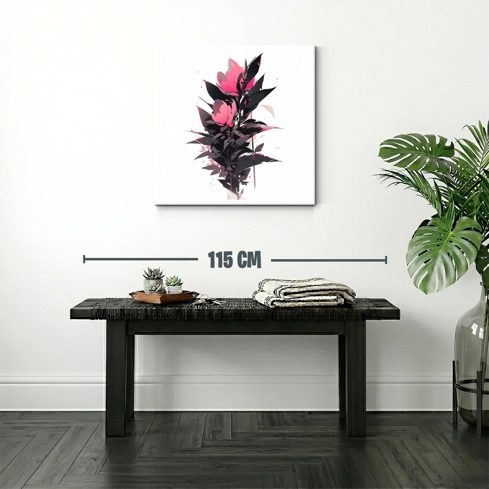 Cuadro floral con rosas en tonos fucsia y negro — miniatura 2
