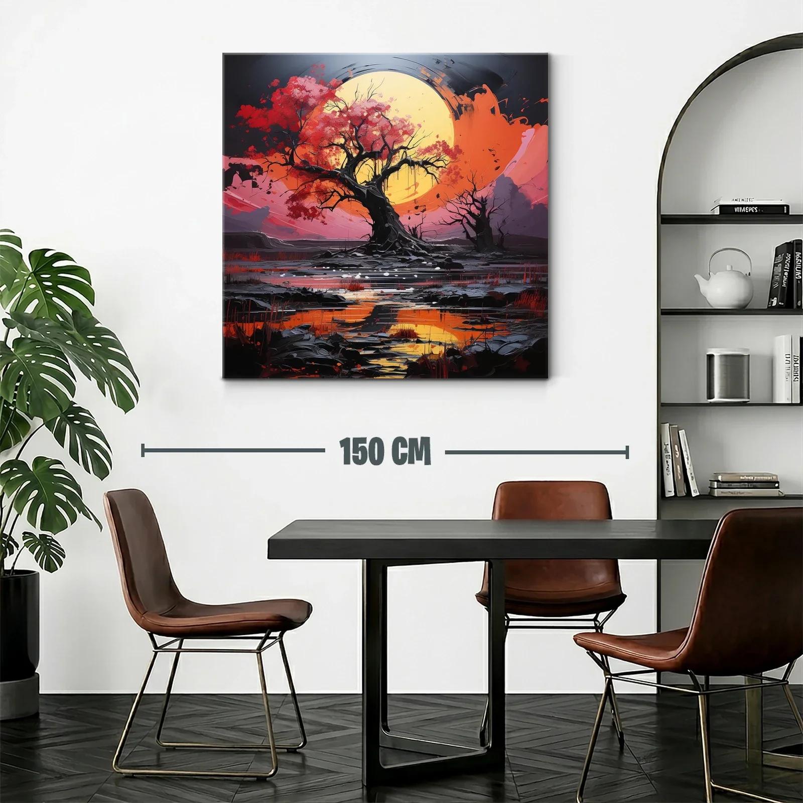 Árbol esplendoroso con luna llena y reflejos vibrantes — miniatura 2