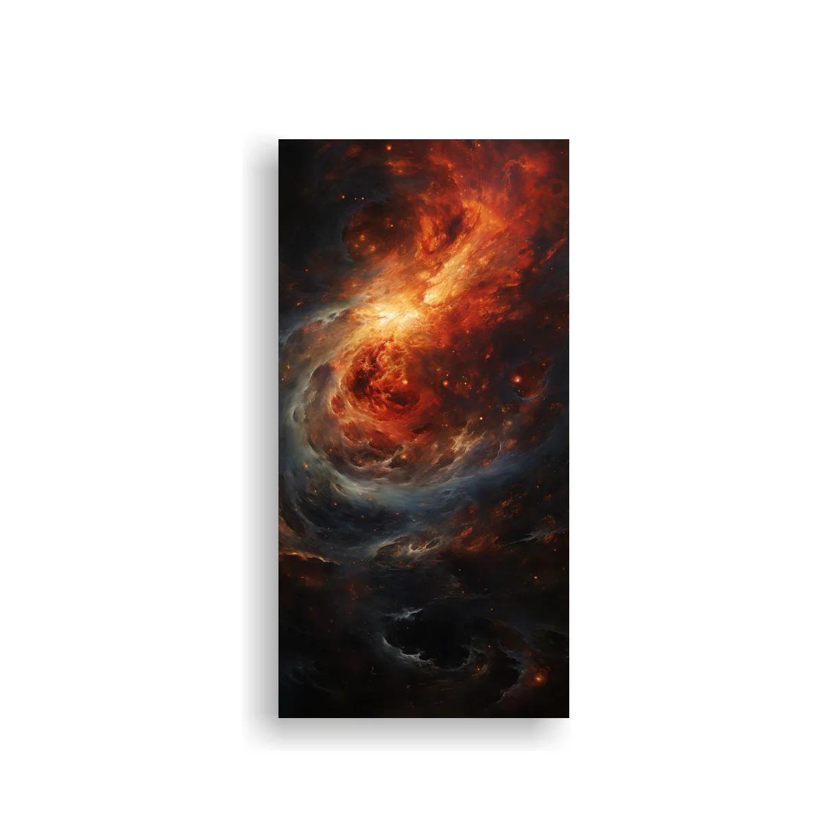 Cuadro galaxia en espiral con núcleo brillante y destellos