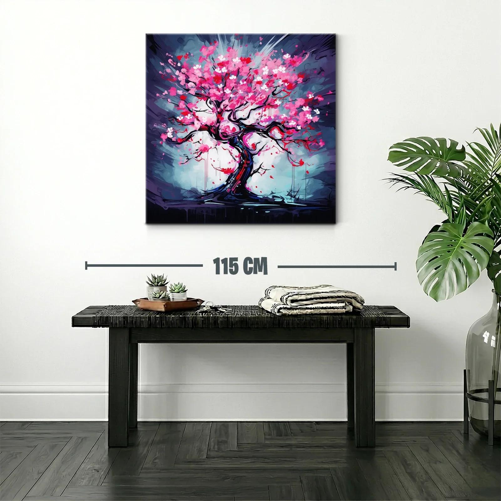 Árbol de flores vibrantes en tonos rosas y rojos — miniatura 2