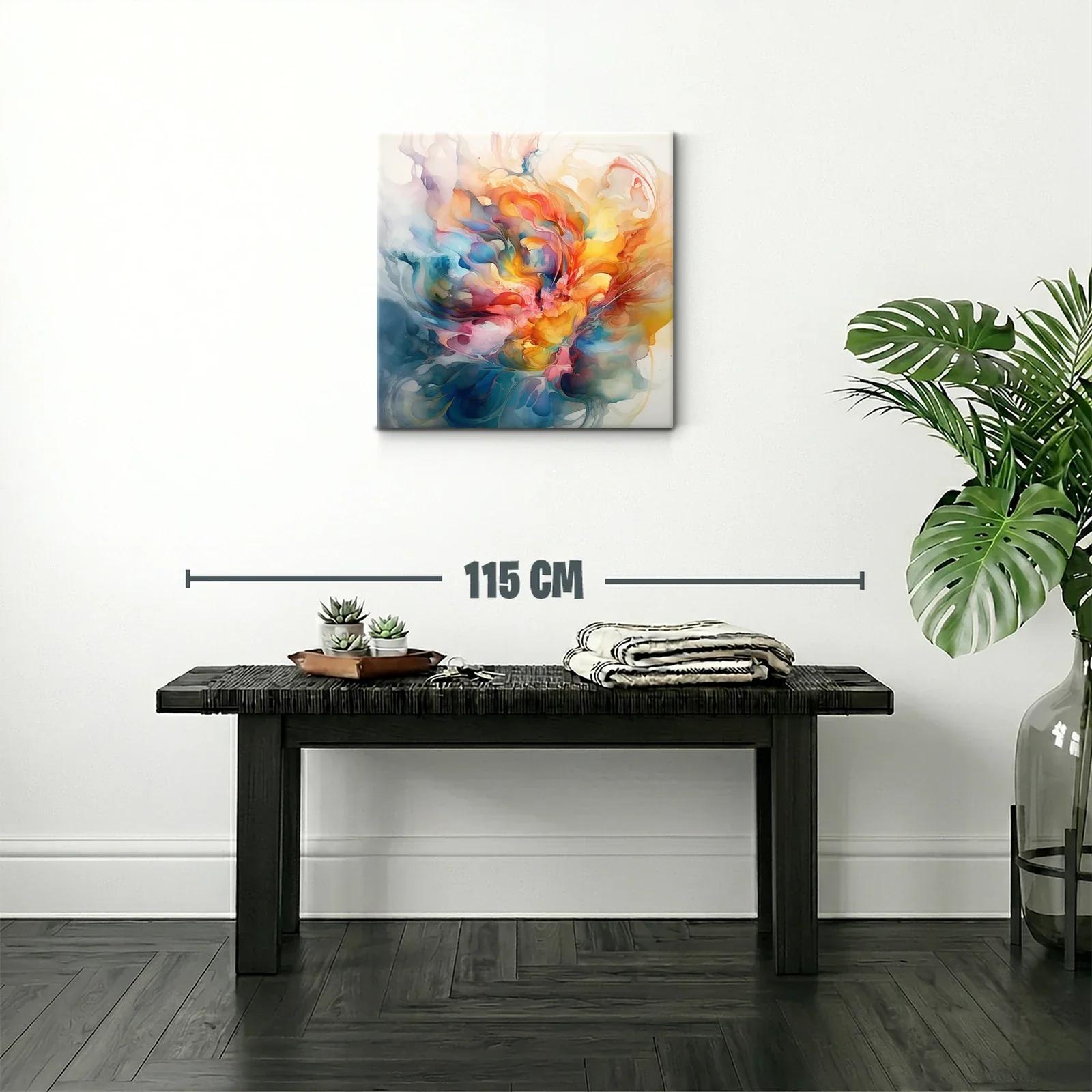 Cuadro abstracto floral en tonos vibrantes y suaves — miniatura 2