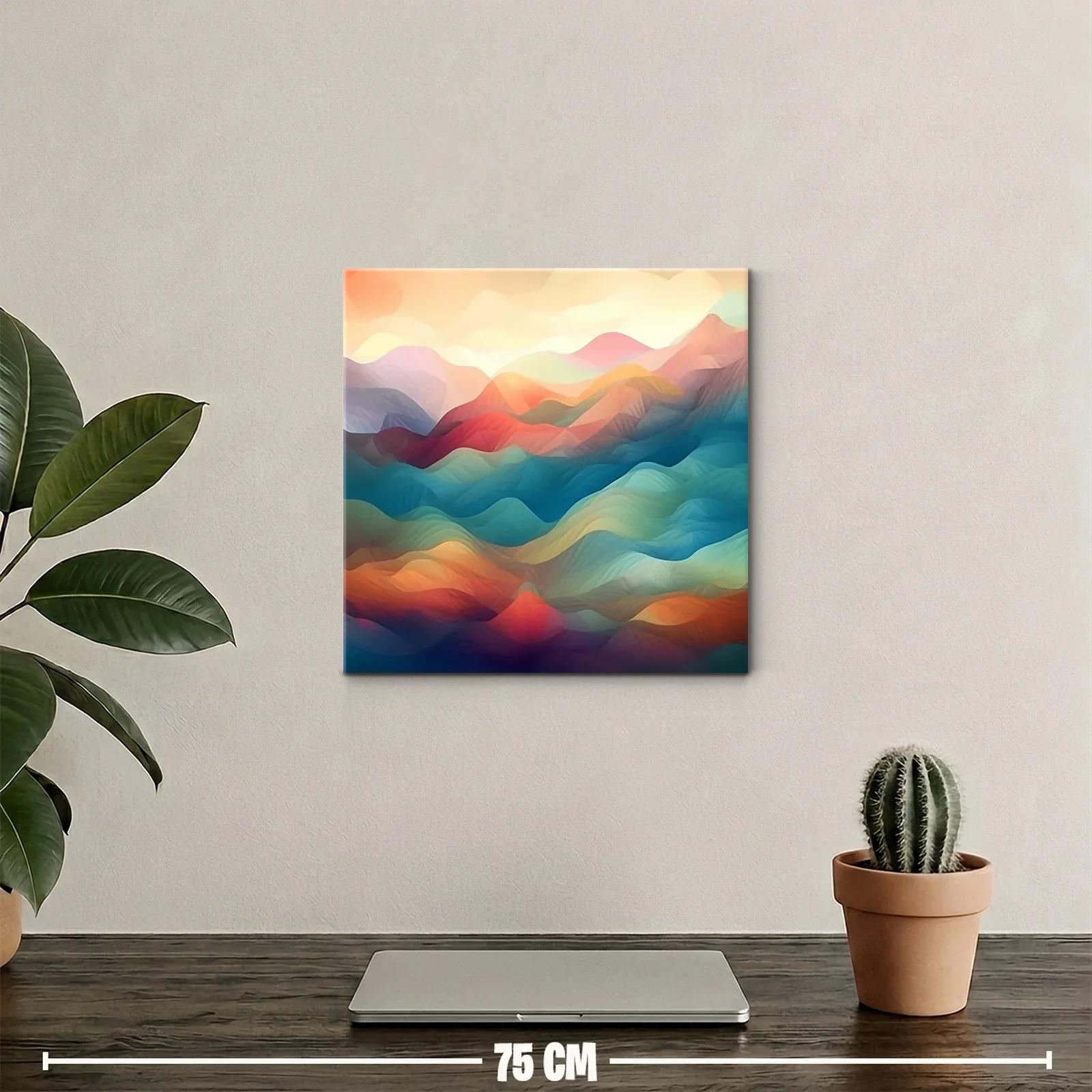 Paisaje abstracto en tonos cálidos y fríos armoniosos — miniatura 2