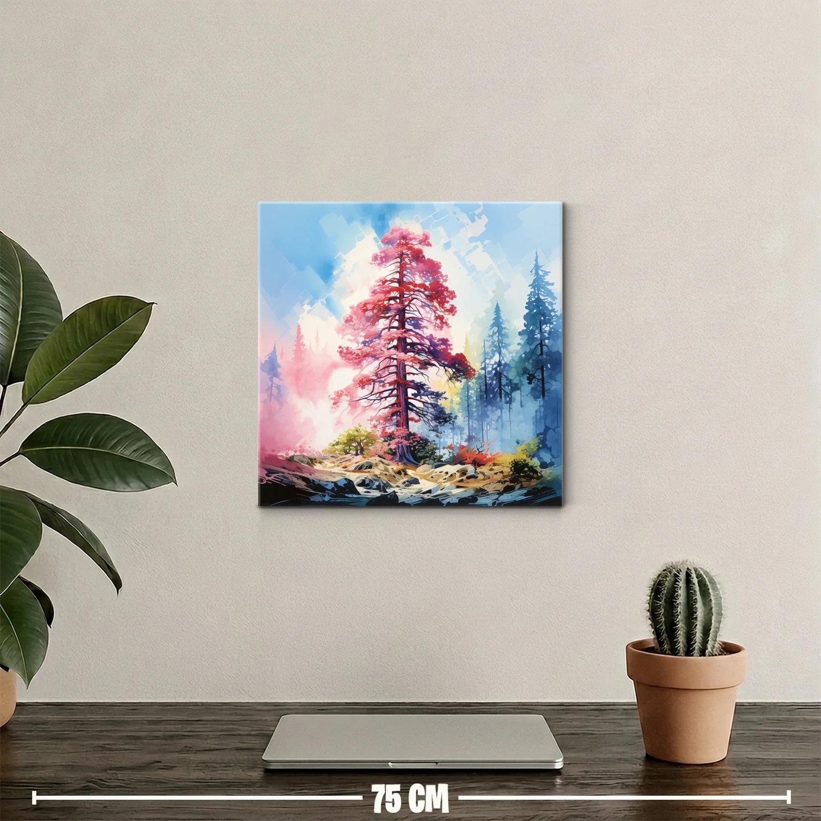 Árbol Carmesí en Bosque Brumoso con Luz Radiante — miniatura 2
