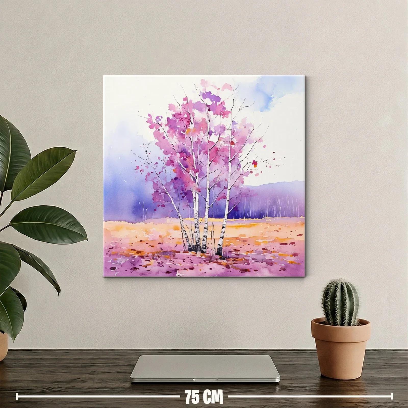 Arboleda en tonos lilas y rosas con paisaje sereno — miniatura 2