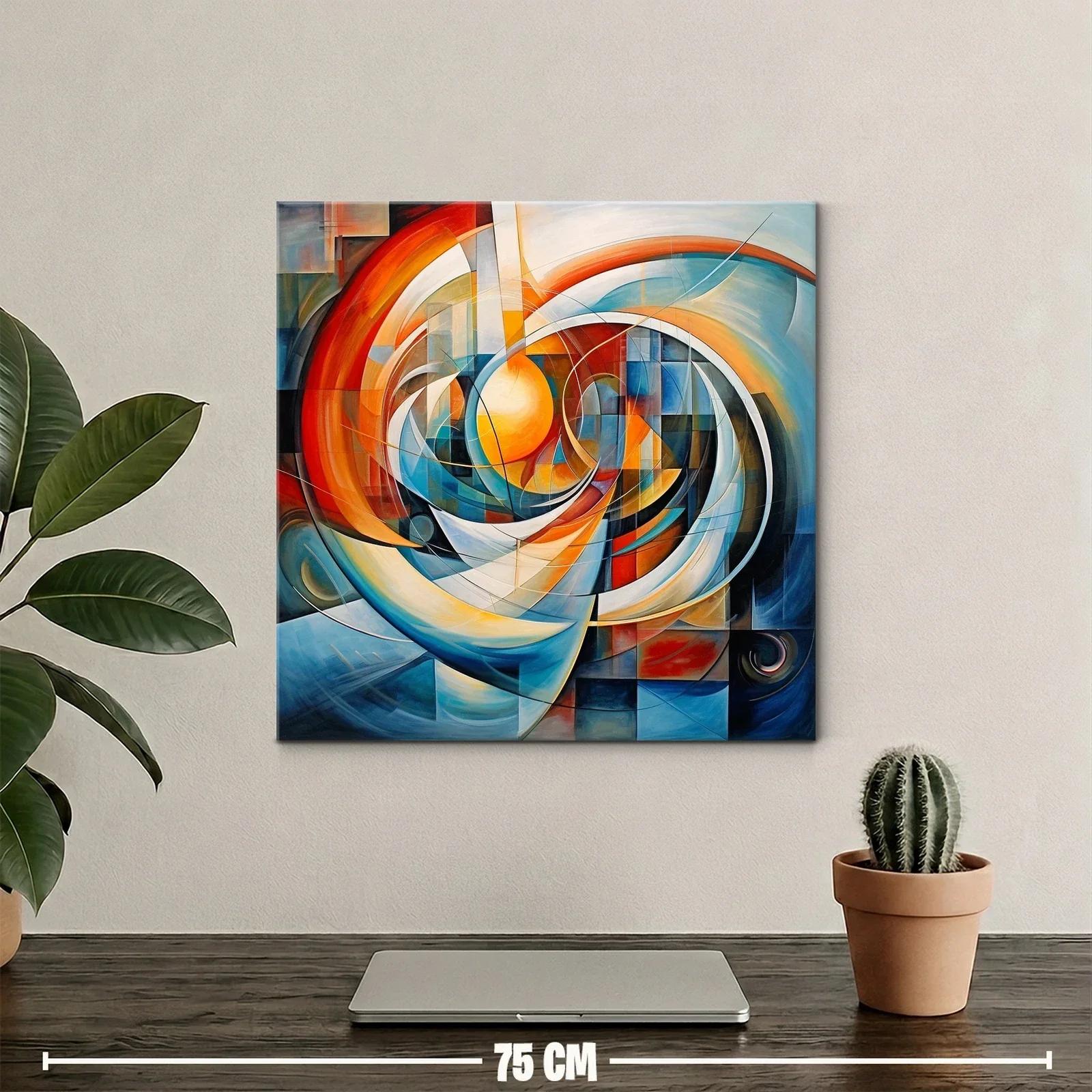 Composición abstracta con círculos y tonos cálidos y fríos — miniatura 2