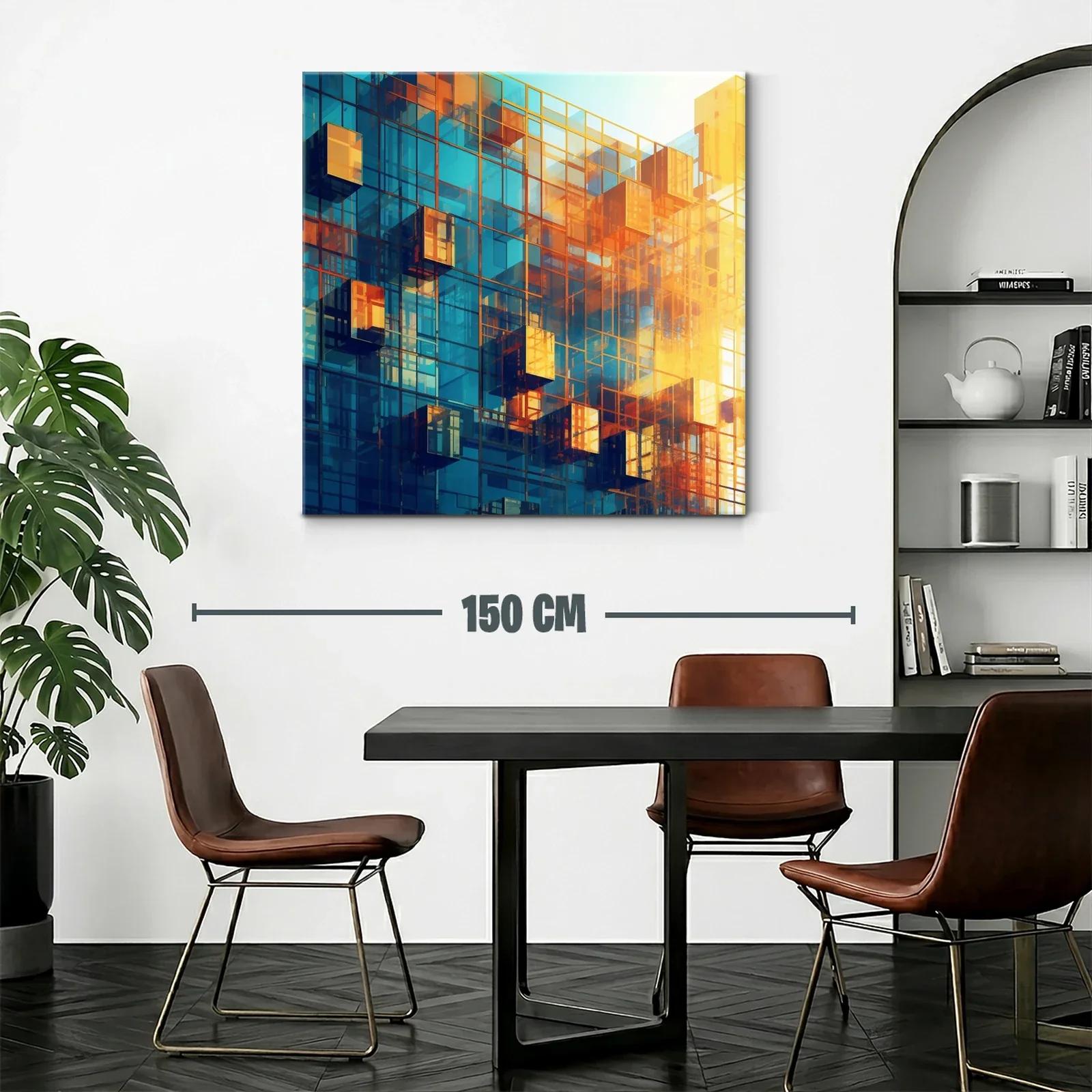 Composición arquitectónica en azul y naranja vibrante — miniatura 2