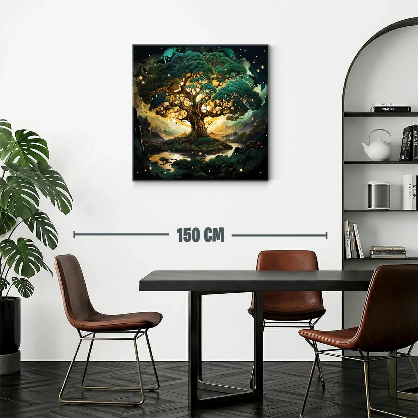 Árbol mágico iluminado con tonos verdes y dorados — miniatura 2