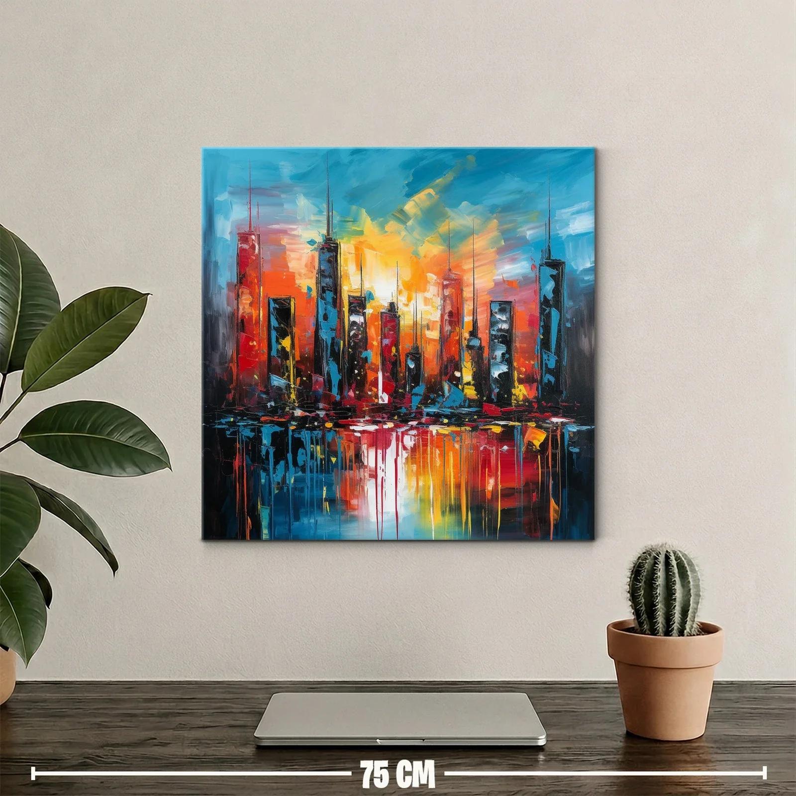 Atardecer vibrante sobre skyline urbano moderno — miniatura 2