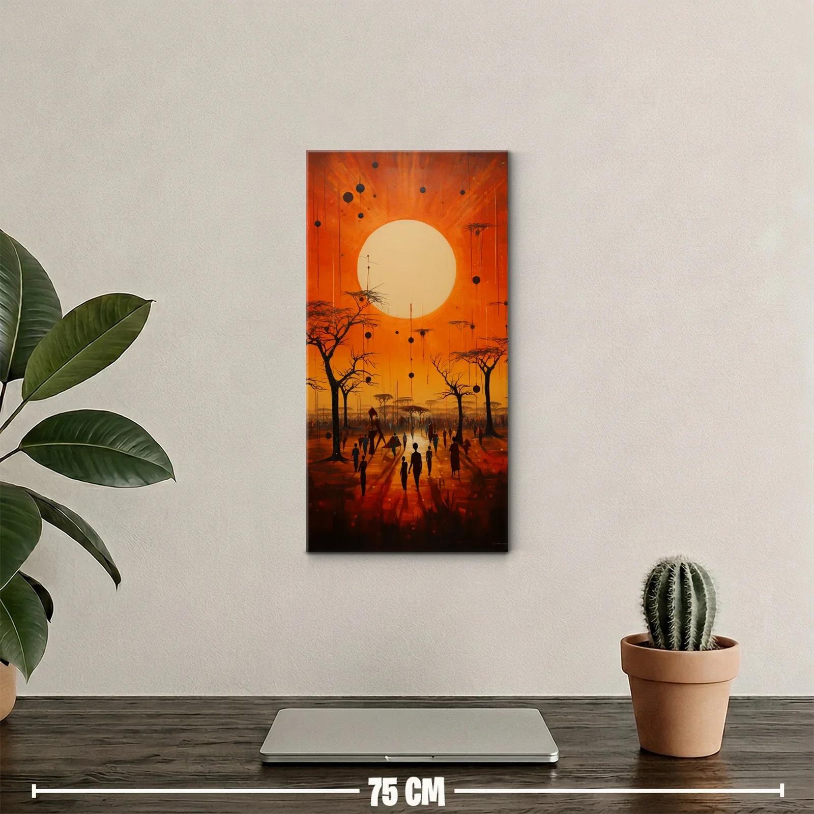 Cuadro gran sol blanco con siluetas entre árboles — miniatura 2