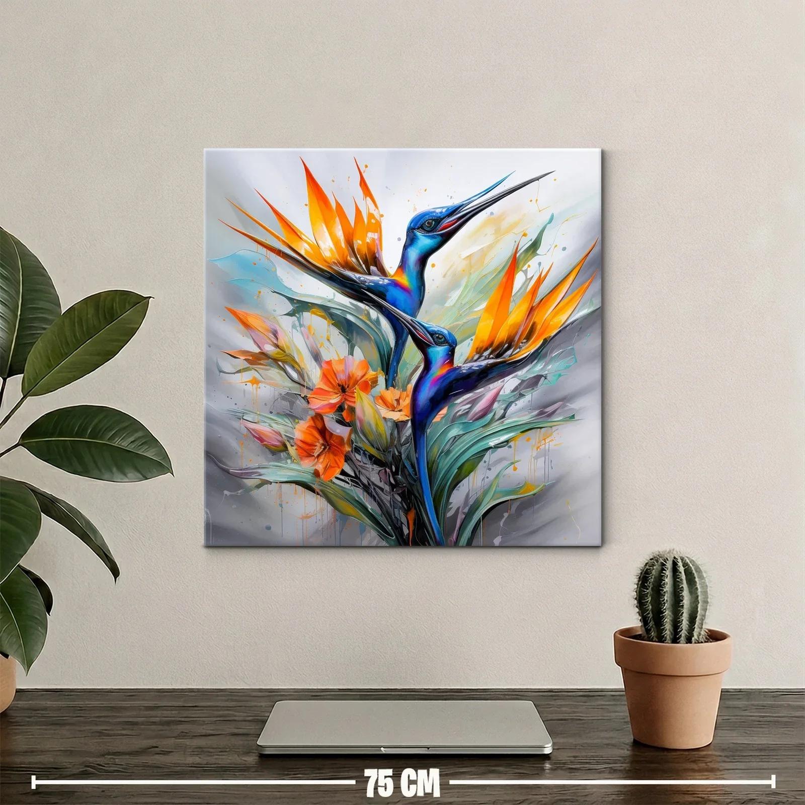 Elegancia vibrante con colibríes y flores exóticas — miniatura 2