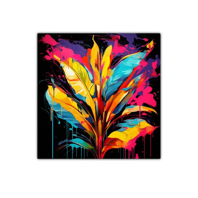 Cuadro vibrante con explosión de color y formas orgánicas