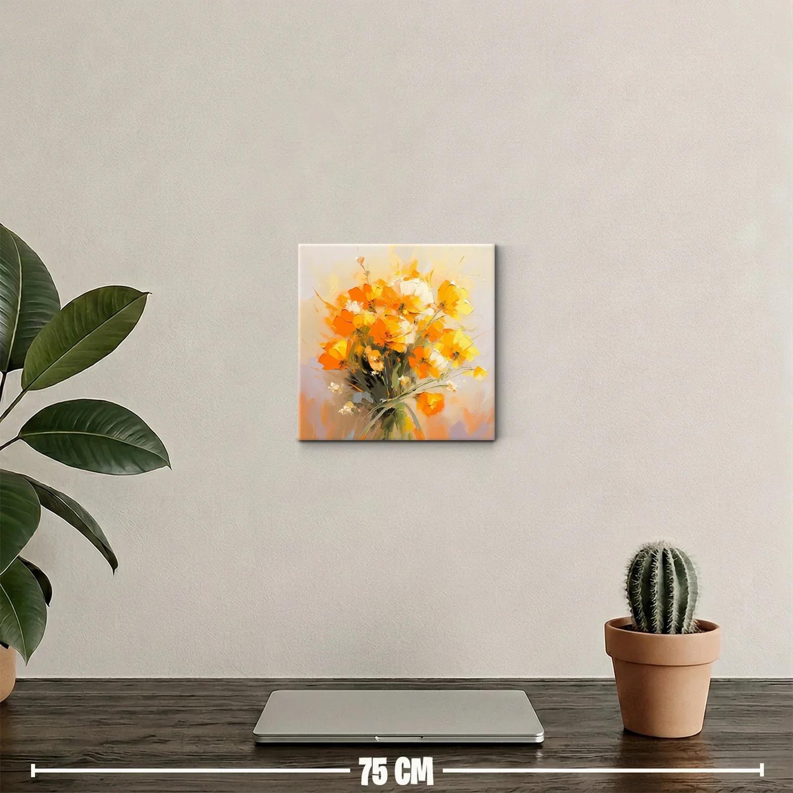 Cuadro floral vibrante en tonos naranja y amarillo — miniatura 2