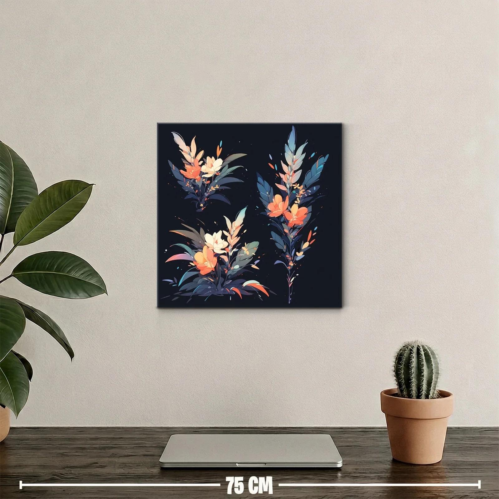 Composición floral moderna con tonos cálidos y fríos contrastantes — miniatura 2