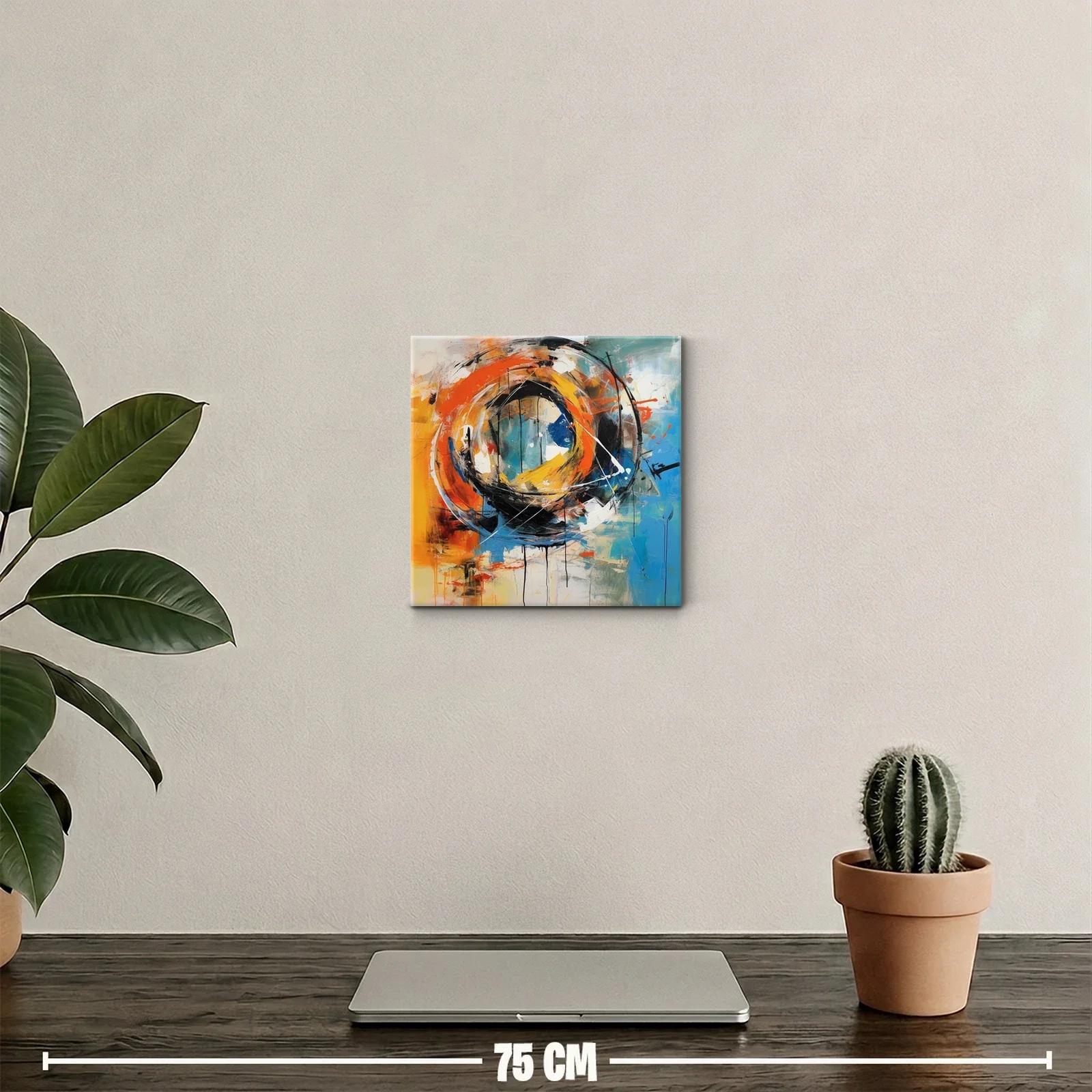 Cuadro abstracto con dinámicos círculos y colores vibrantes — miniatura 2