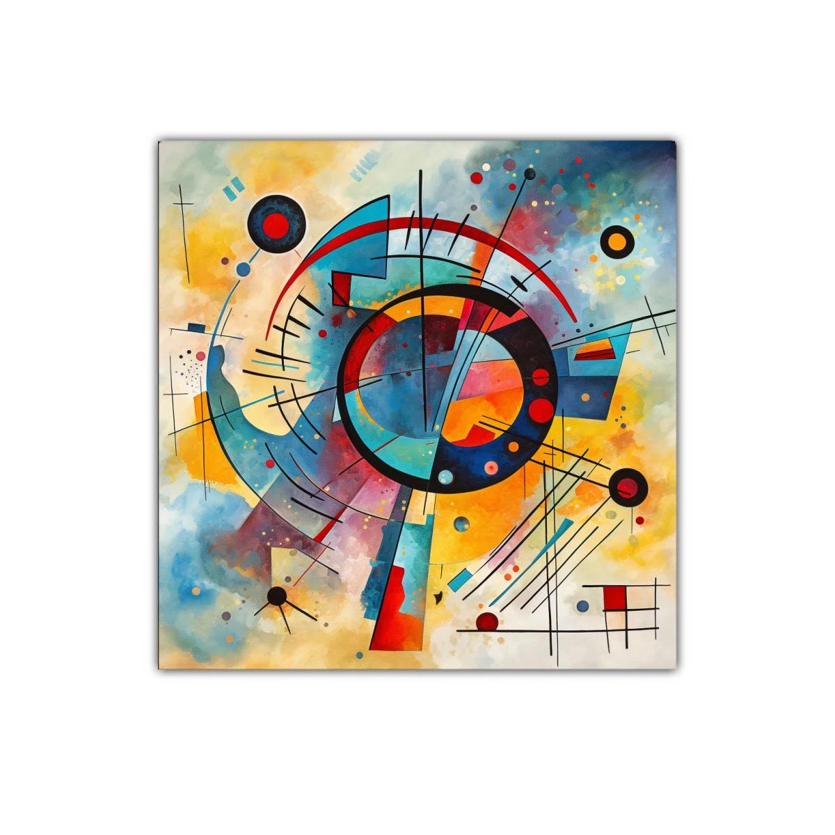 Cuadro abstracto con formas y colores vibrantes