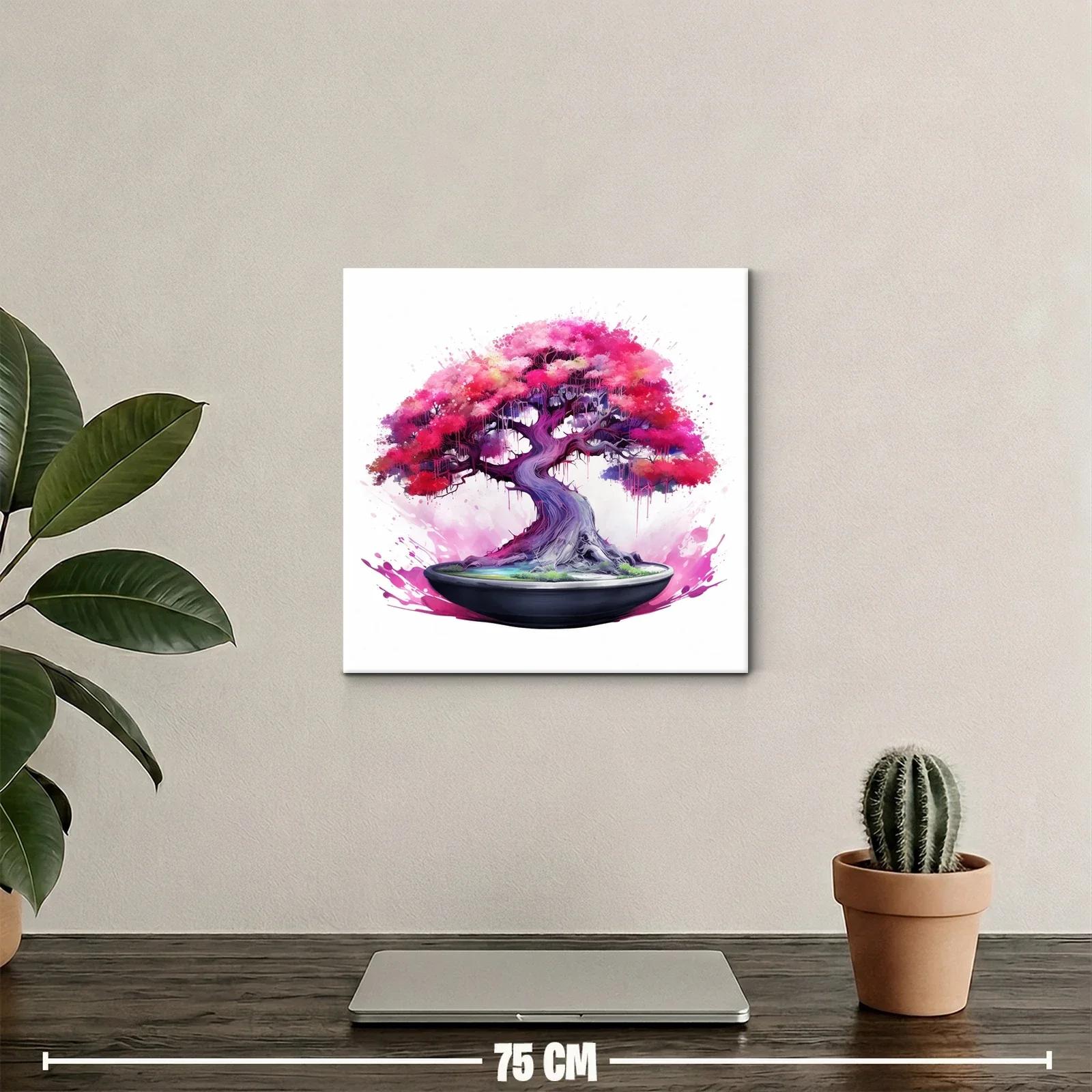Arbol de bonsái fucsia y morado vibrante en maceta elegante — miniatura 2
