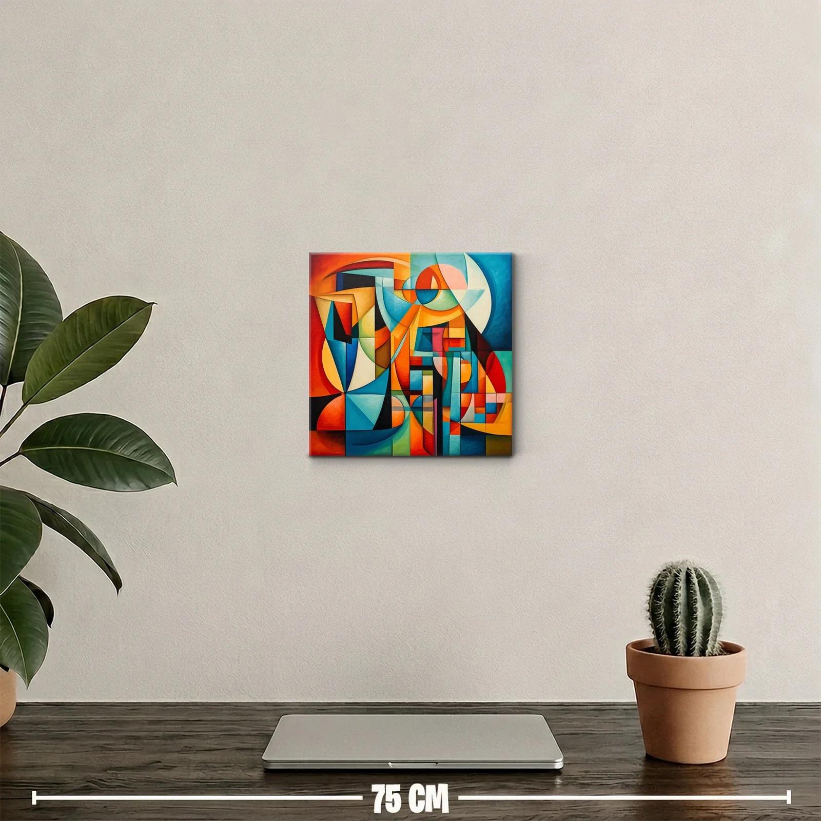 Cuadro abstracto con formas geométricas y colores vibrantes — miniatura 2