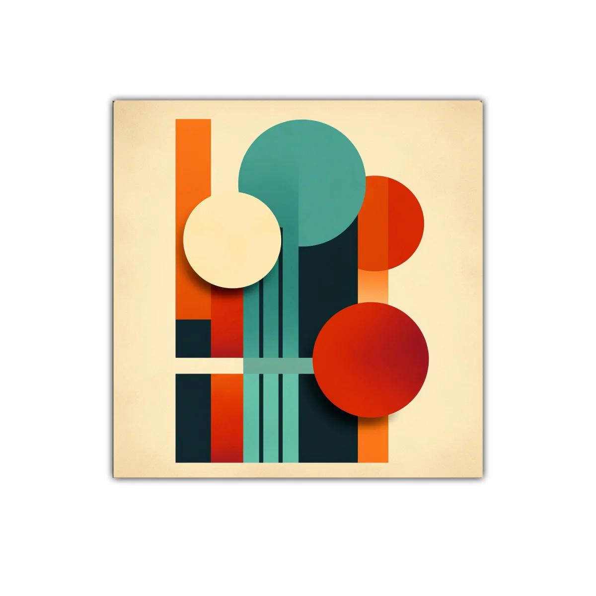 Composición geométrica con círculos y líneas en colores cálidos — imagen principal