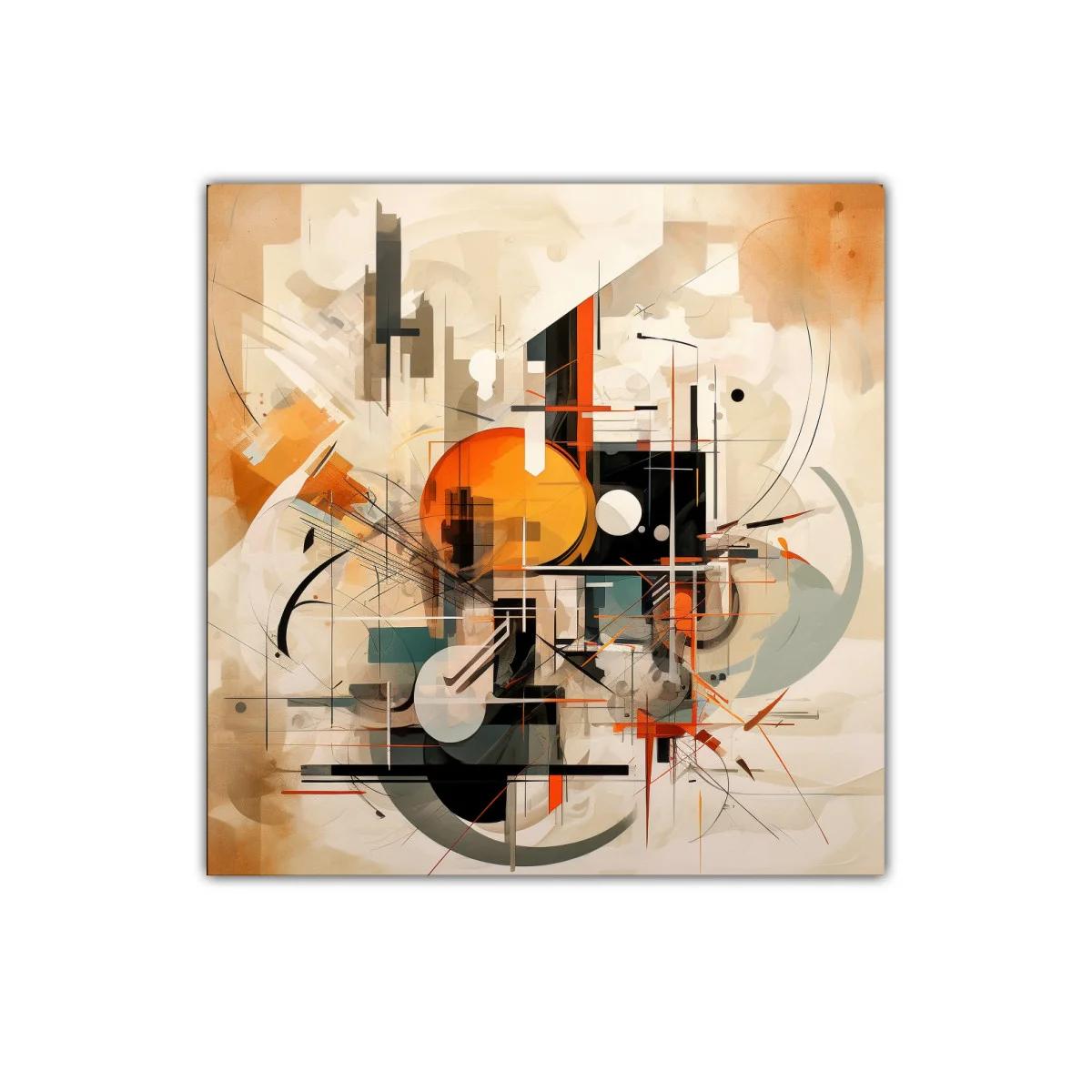 Composición abstracta con formas geométricas y tonos cálidos