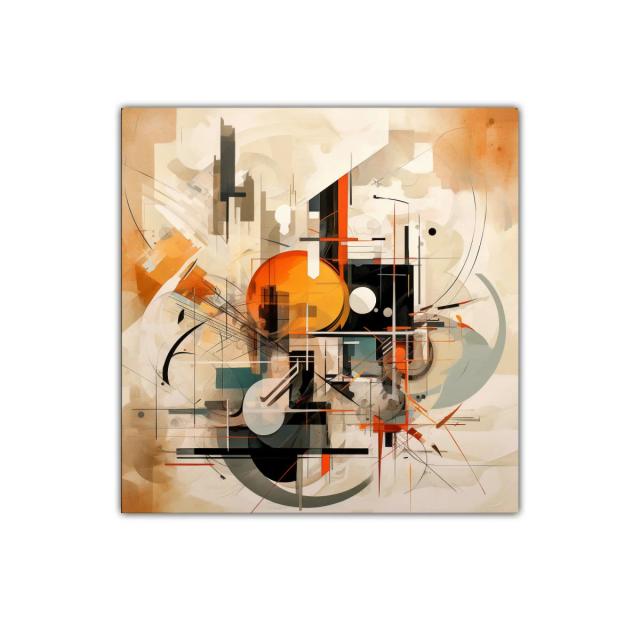 Composición abstracta con formas geométricas y tonos cálidos