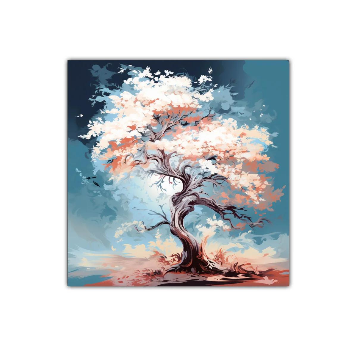 Árbol de colores suaves en paisaje etéreo