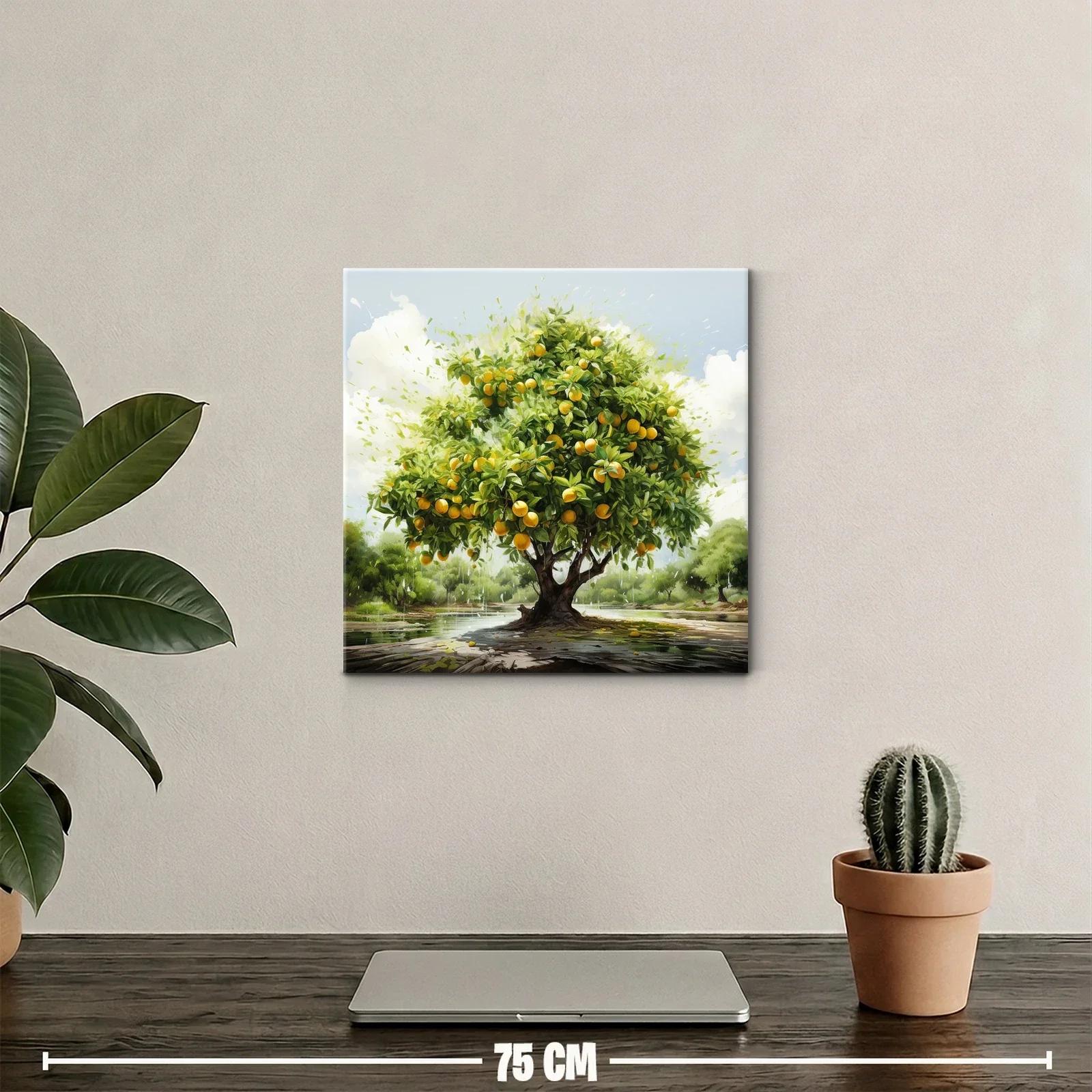 Árbol de naranjas vibrante con paisaje natural sereno — miniatura 2