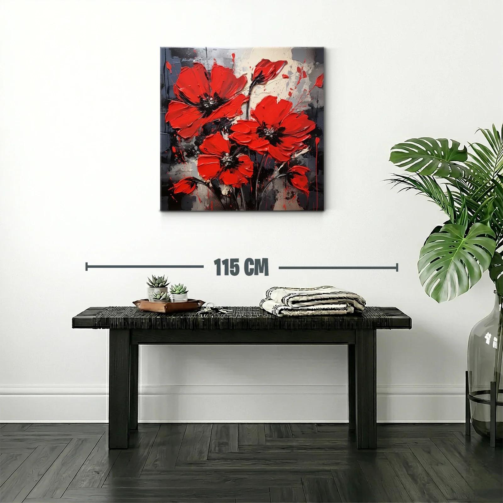 Impactante cuadro floral con vibrantes amapolas rojas — miniatura 2